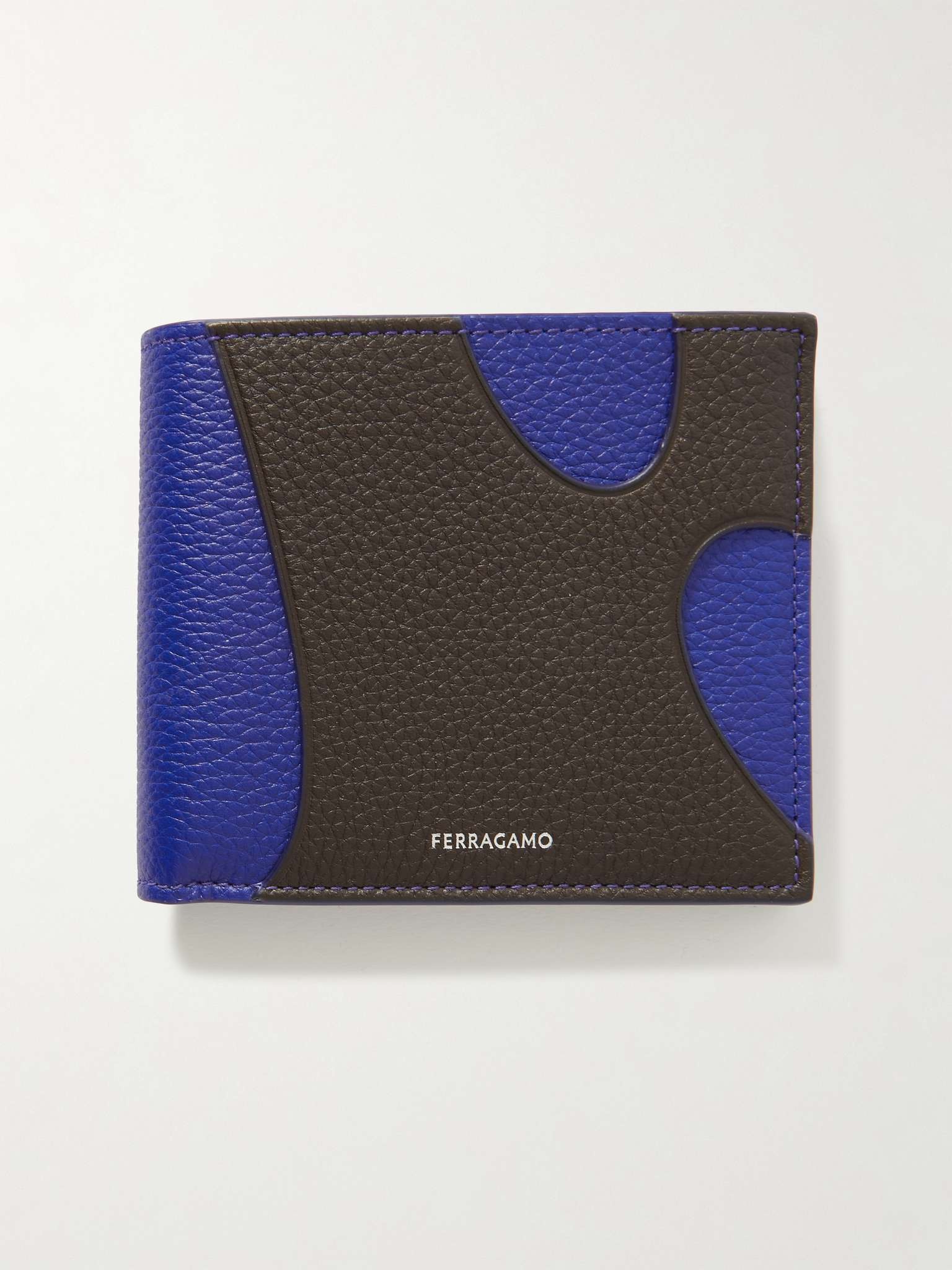 Logo-Print Paneled Full-Grain Leather Billfold Wallet - 1