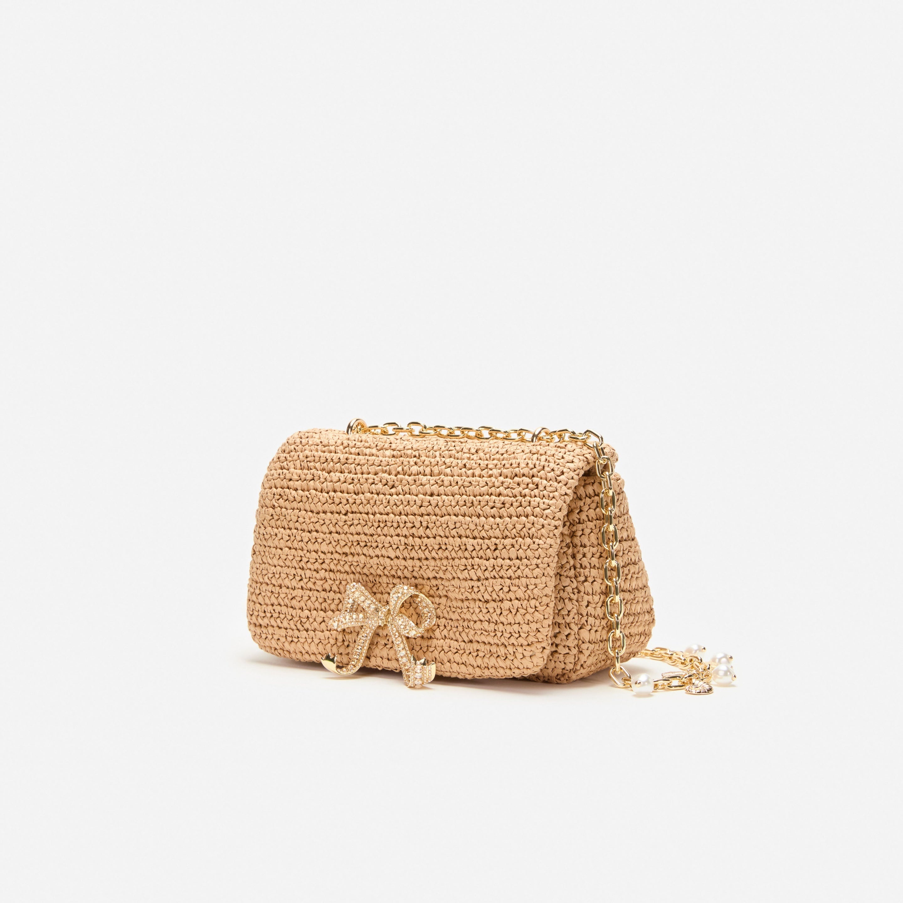 Raffia Bow Charm Shoulder Bag - 2