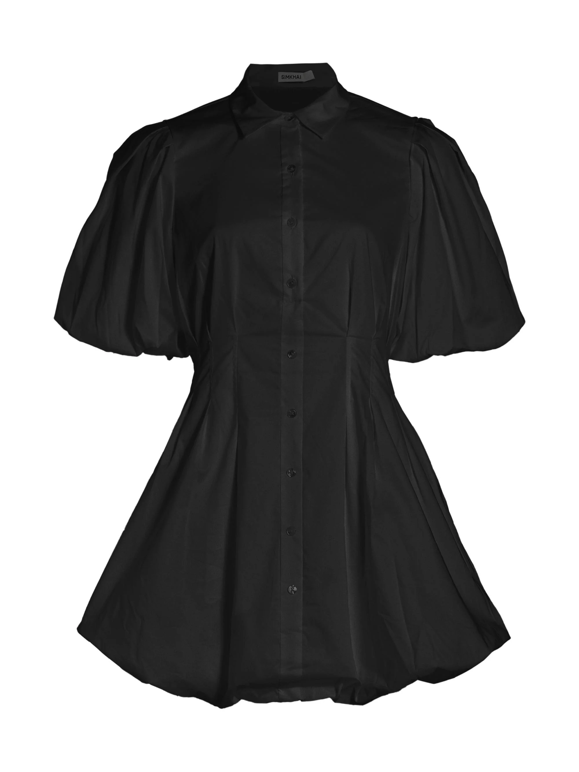 Women's Cleo Puff-Sleeve Pintuck Minidress - Black - 1