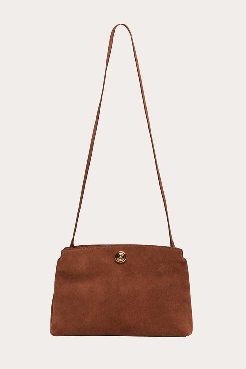 PUSHLOCK POUCH SADDLE BROWN SUEDE 4
