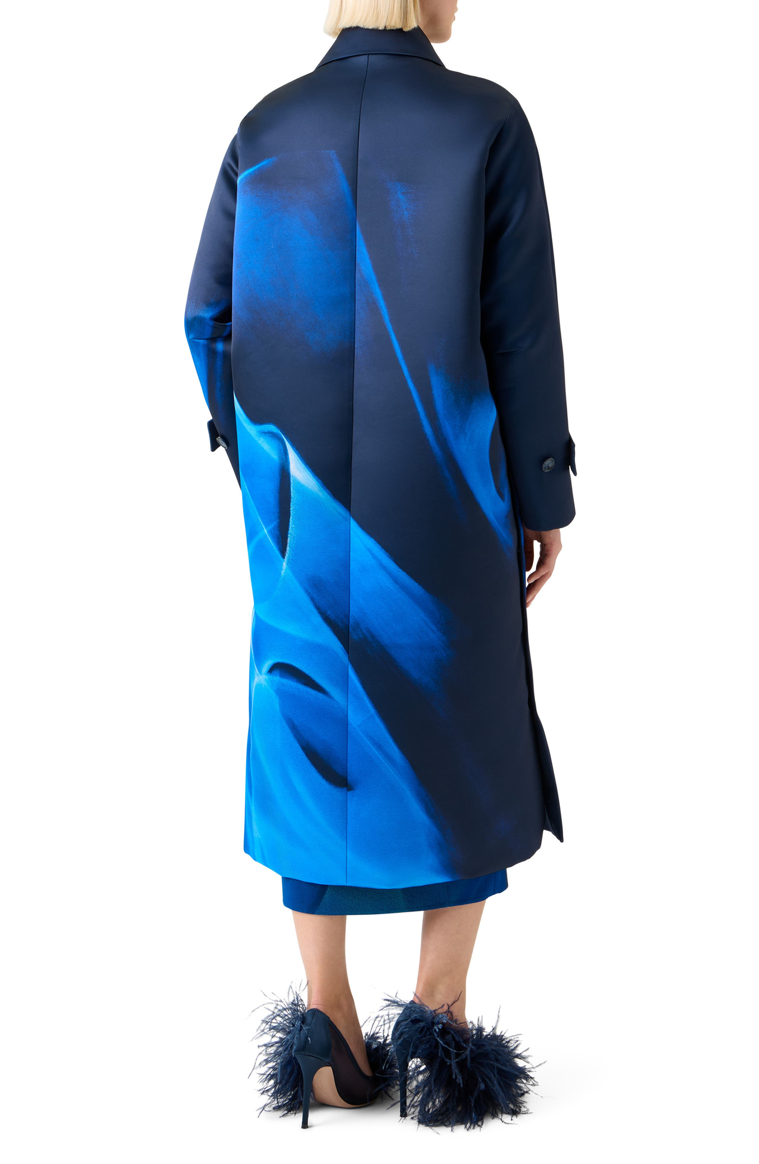 Akris Elliot Cyanotype Duchesse Satin Trench Coat in Navy-Royal at Nordstrom - 2