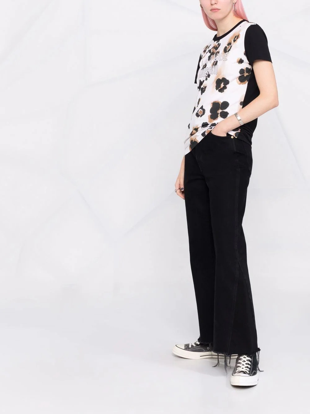 abstract-print logo-print T-shirt - 4