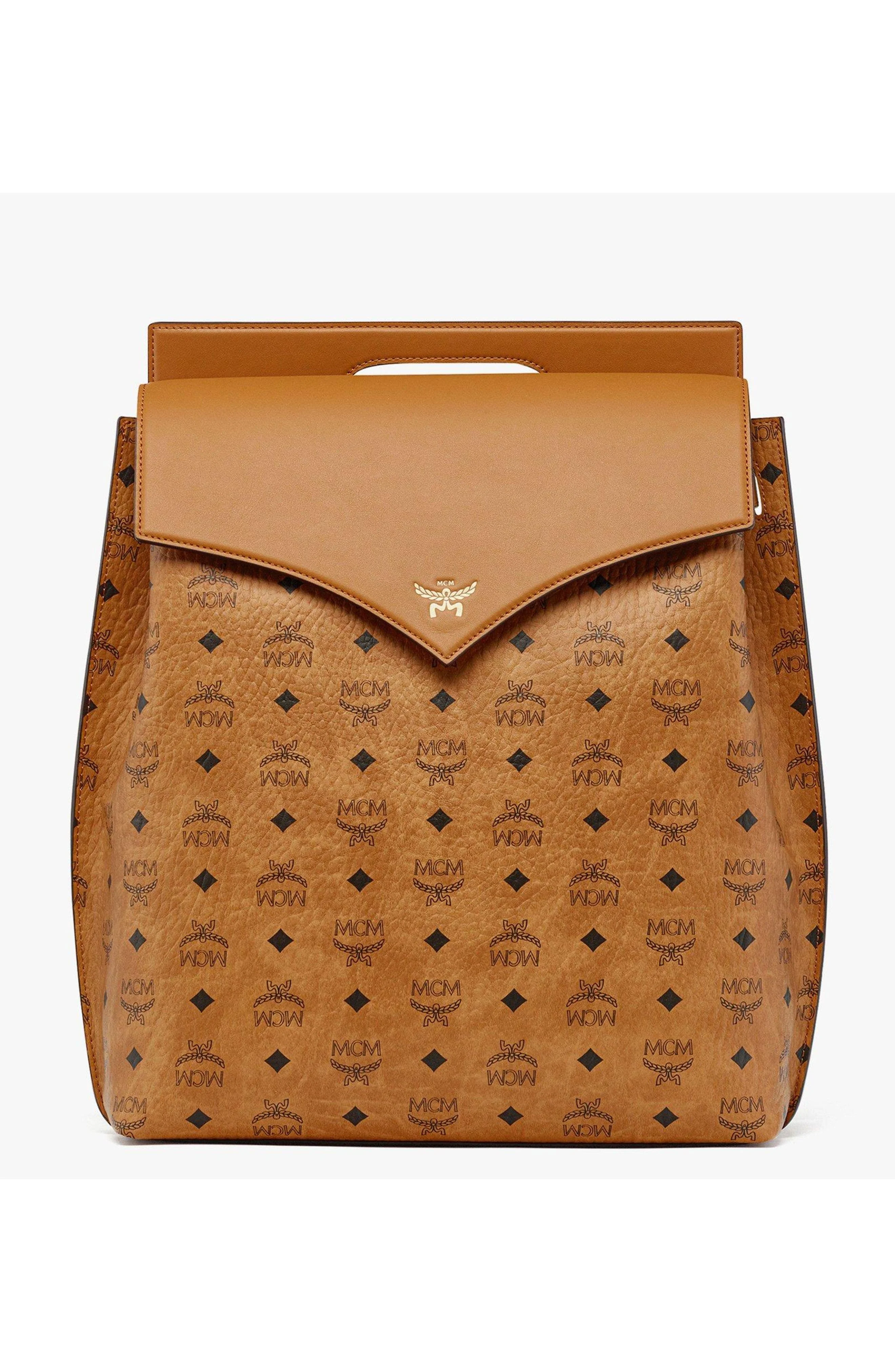 MCM Diamond Backpack in Visetos Leather Mix in Cognac at Nordstrom - 1
