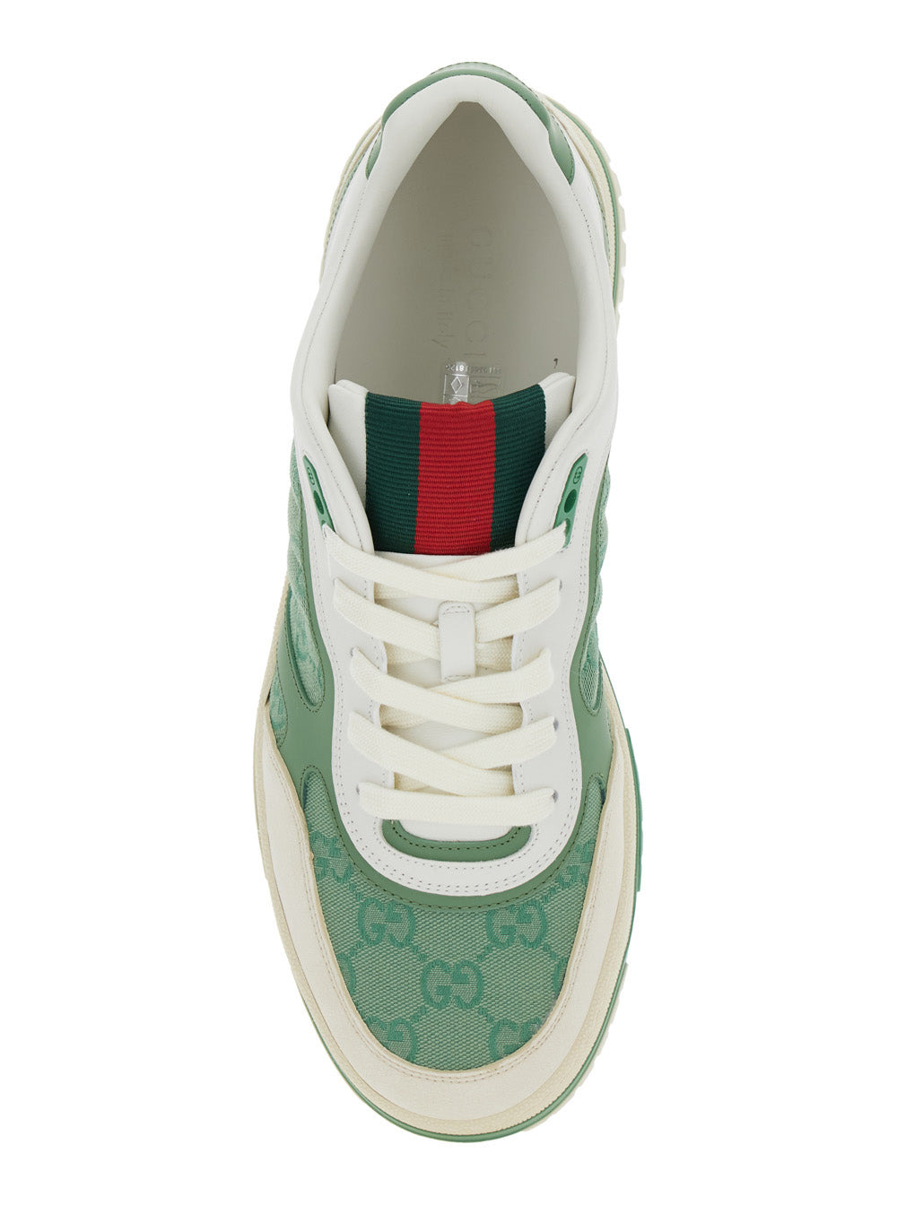 Gucci Men 'Gucci Re-Web' Green Low Top Sneaker With Gg Motif On The Side In Leather Man - 4