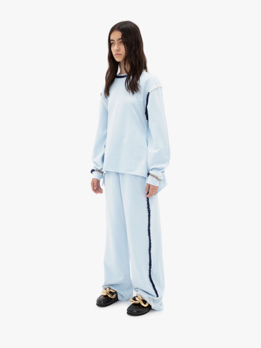 WIDE LEG CONTRAST STITCH TRACK PANT - 3