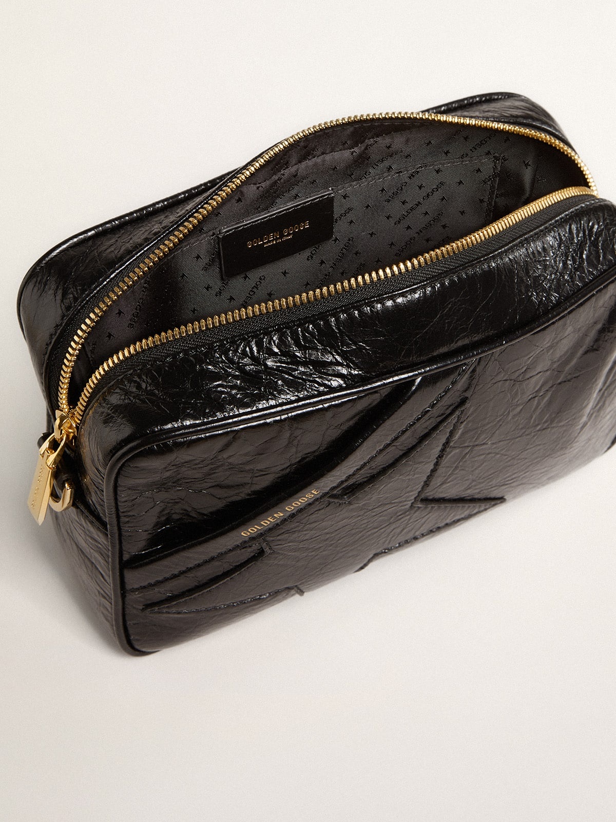 Star Bag in glossy black leather with tone-on-tone star - 6