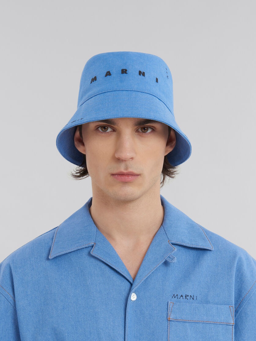 BLUE DENIM BUCKET HAT WITH MARNI MENDING - 2