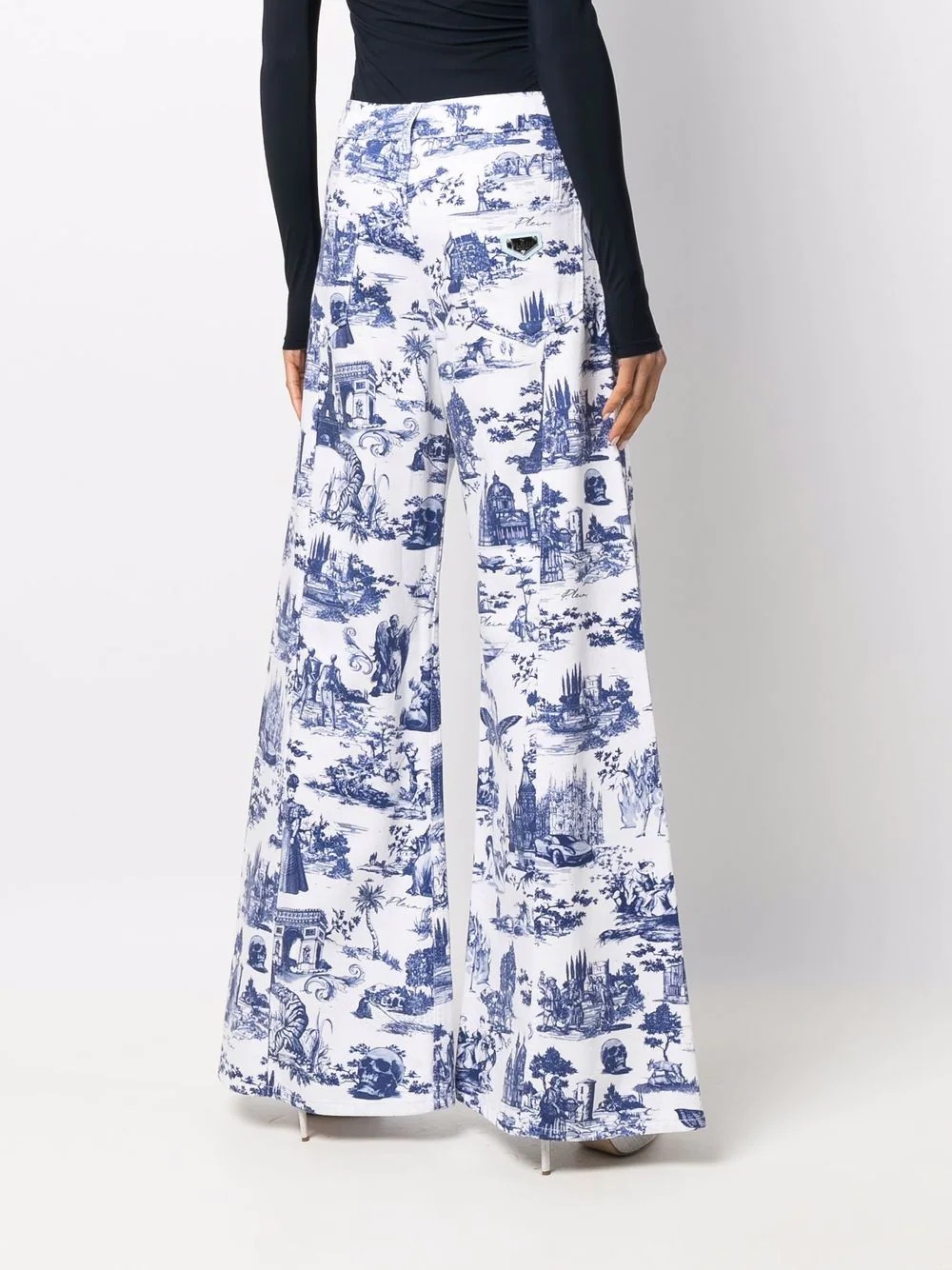 all-over logo print wide-leg jeans - 4