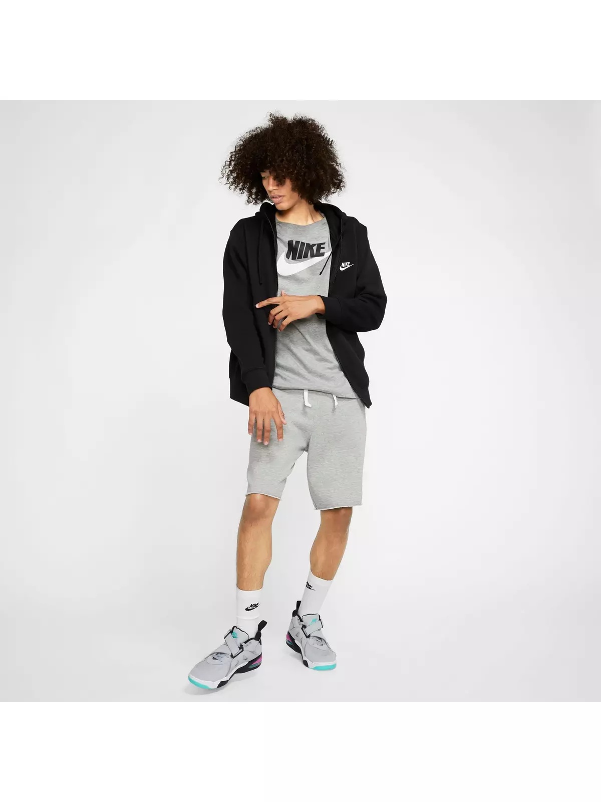 Men's Sportswear Club Fleece Full-Zip Hoodie - Black - 3