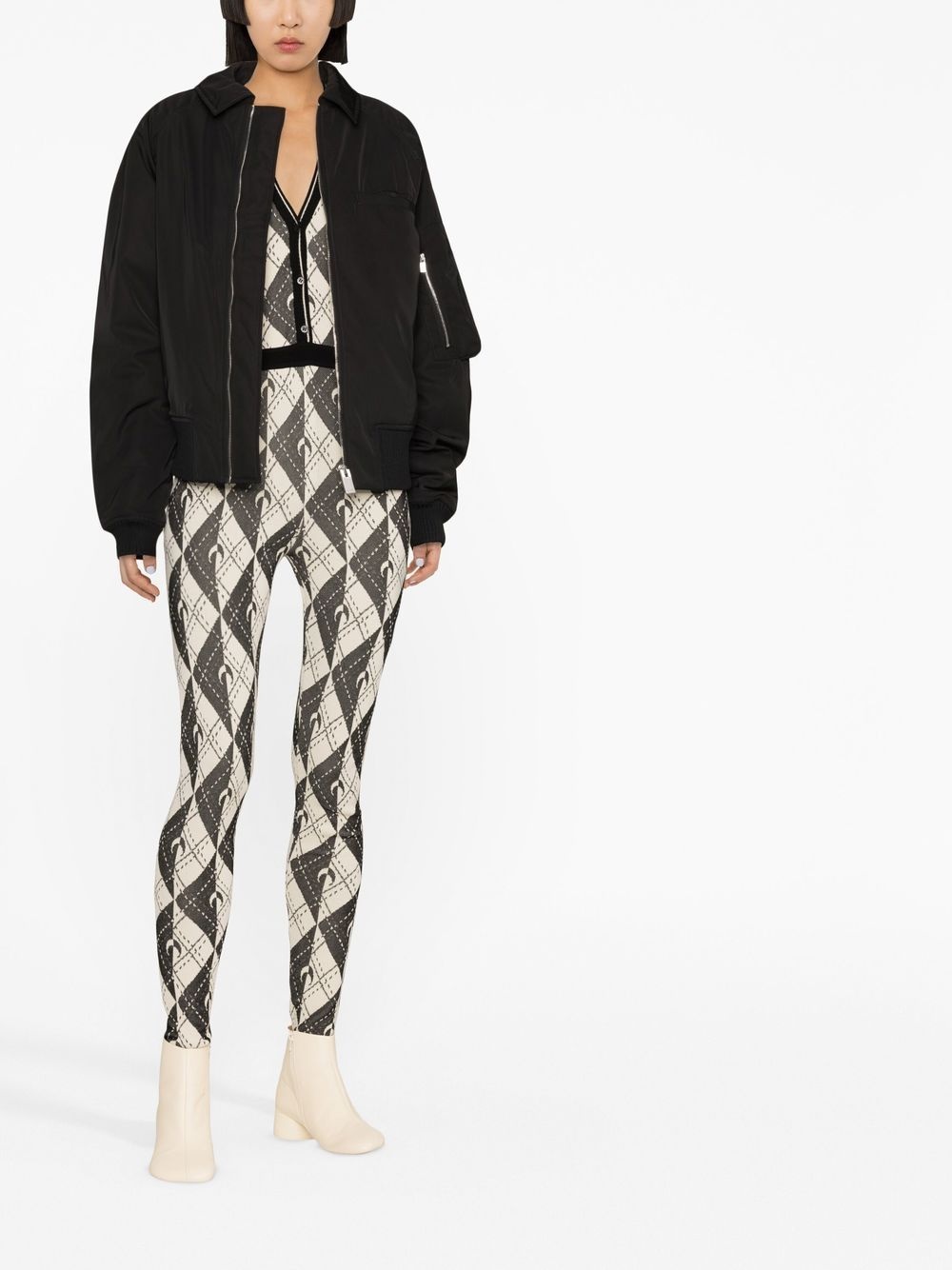 crescent moon-print knitted jumpsuit - 2