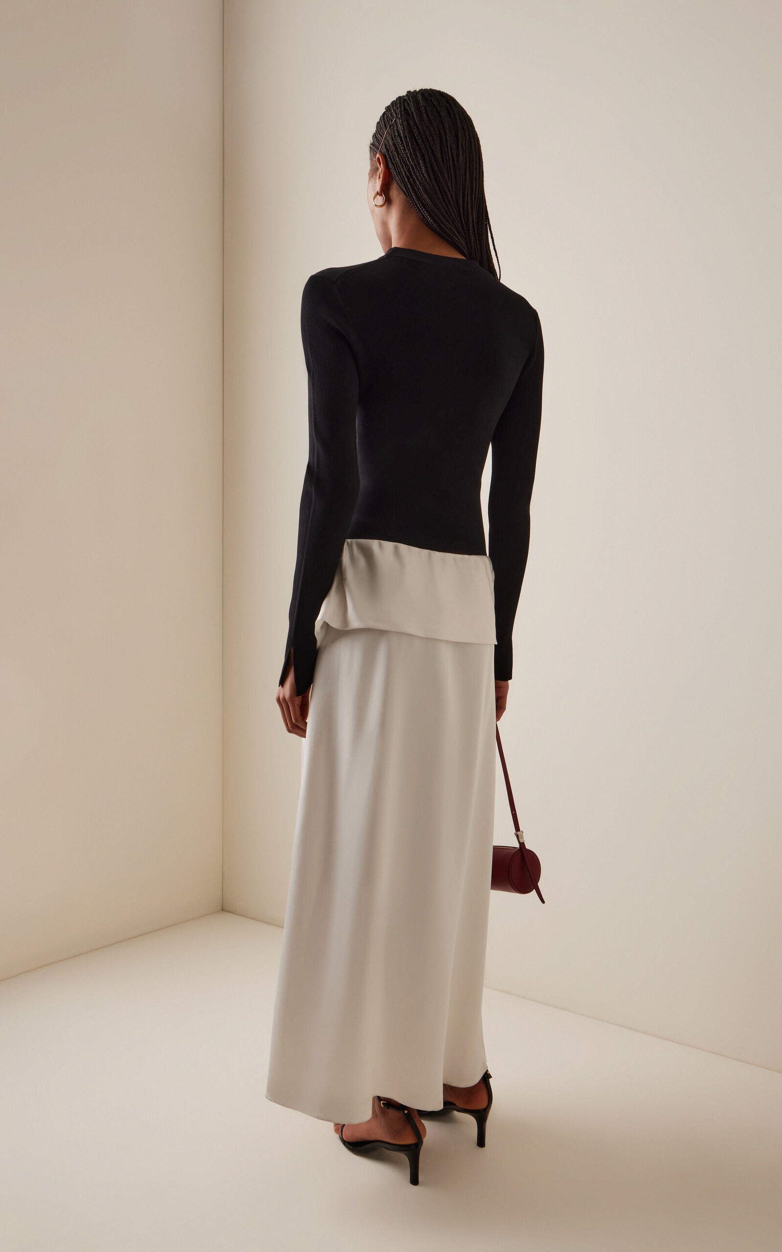 Ornella Asymmetric Flap Midi Dress black/white - 4