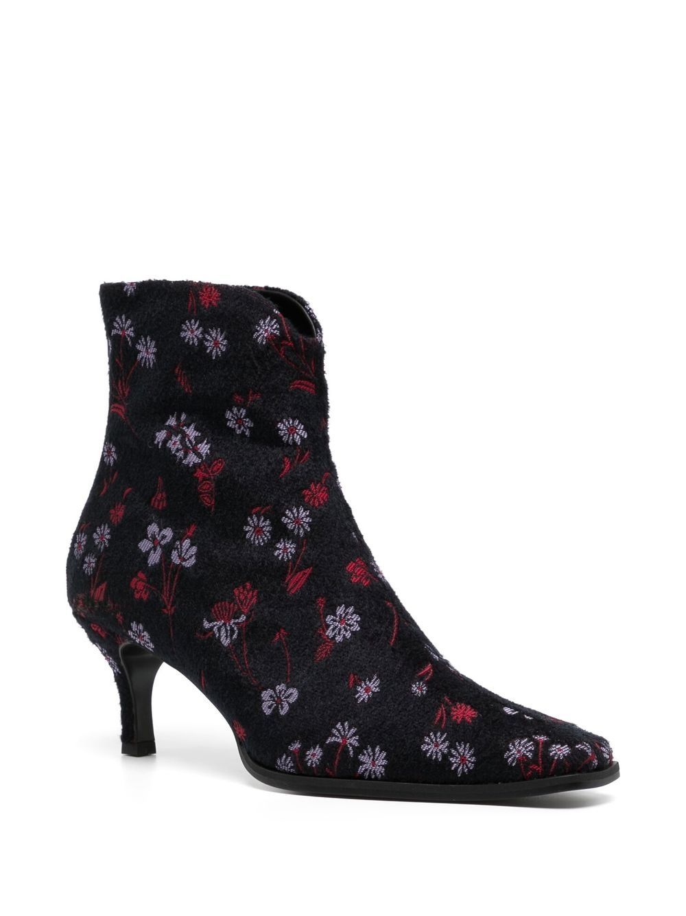 floral-embroidered velvet boots - 2