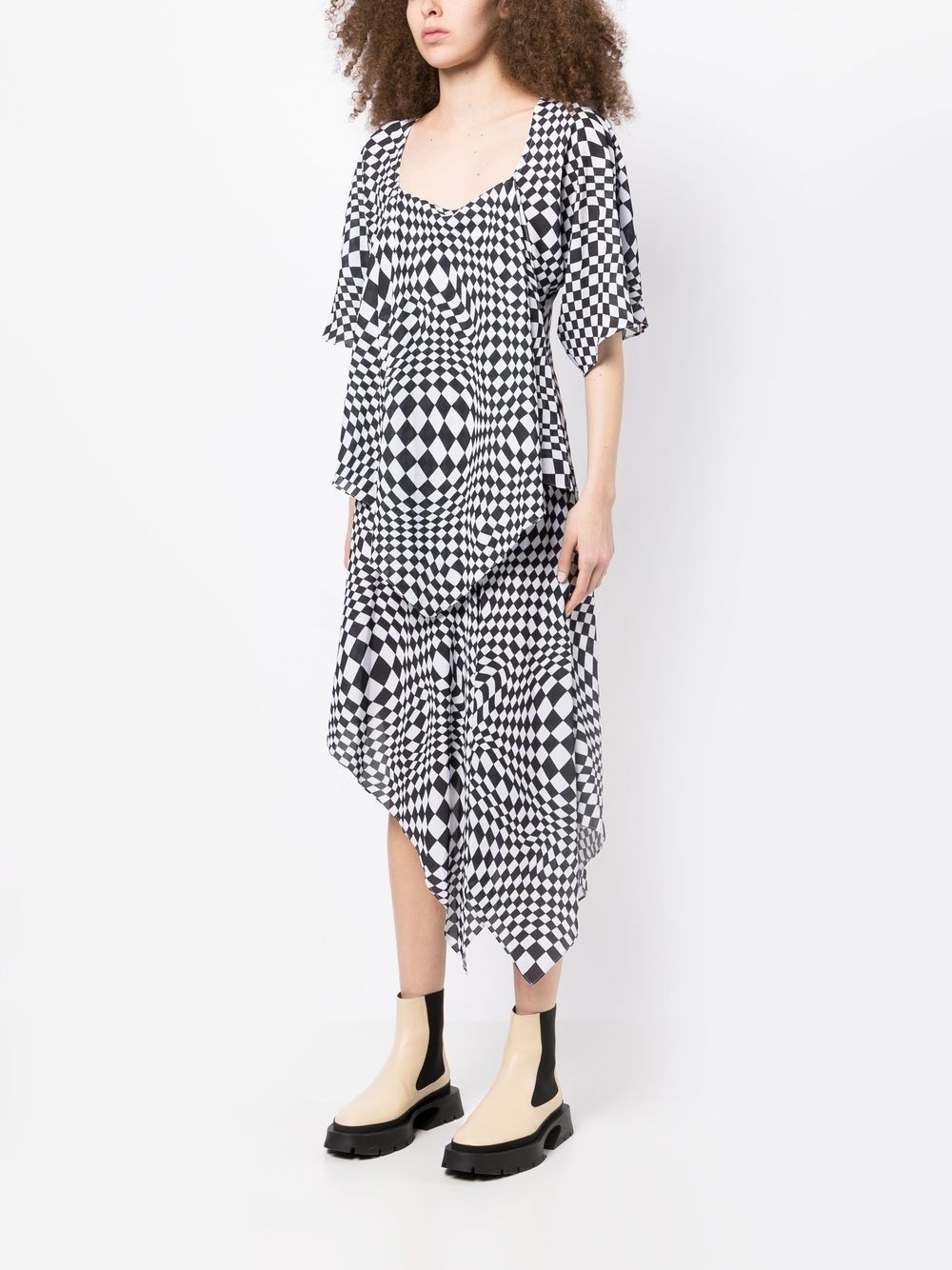 geometric-print asymmetric dress - 3