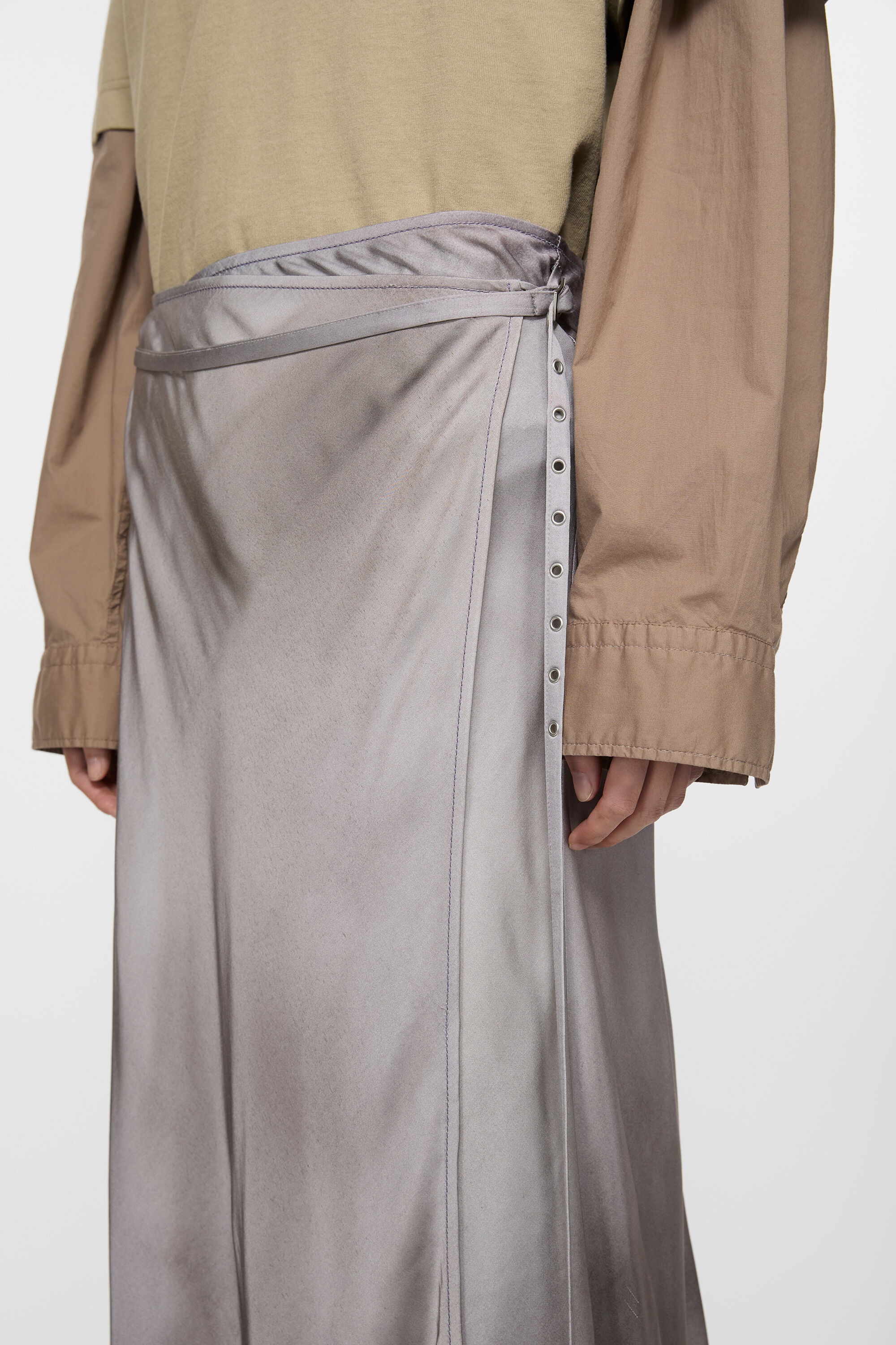 Satin wrap skirt - Multi grey - 5