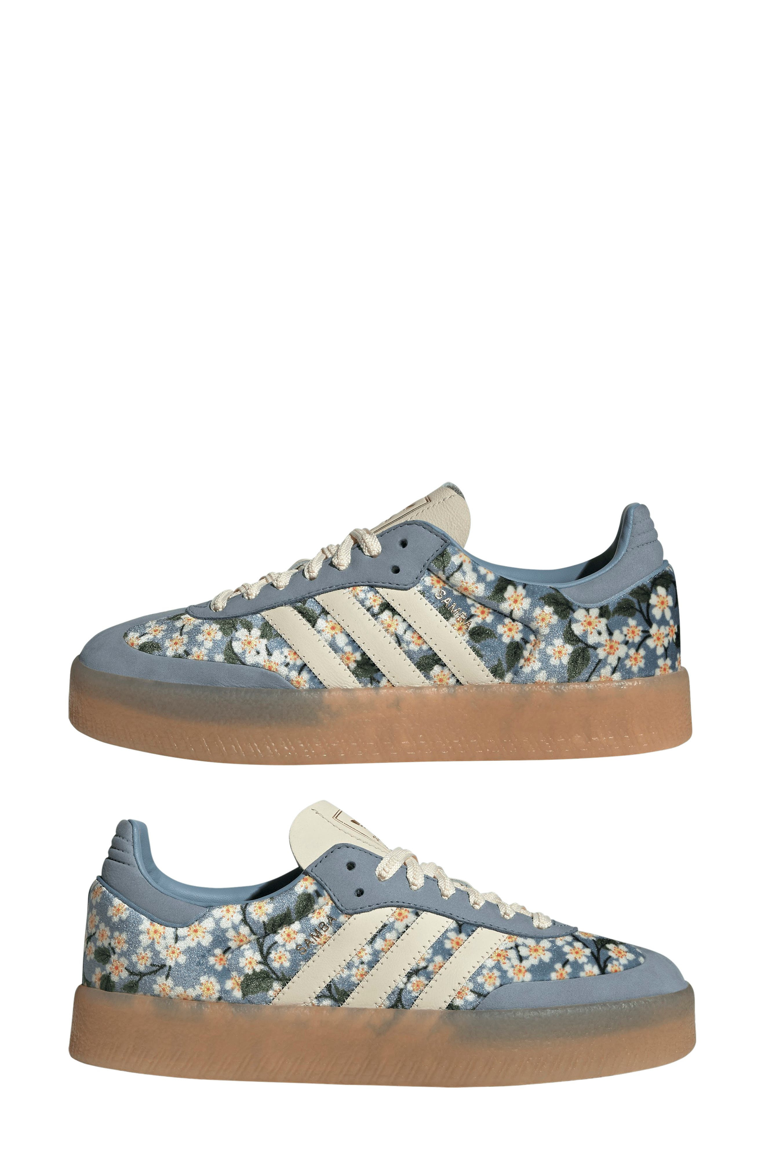 adidas x Liberty London Sambae Sneaker in Blue/Cream White/Metallic at Nordstrom - 7