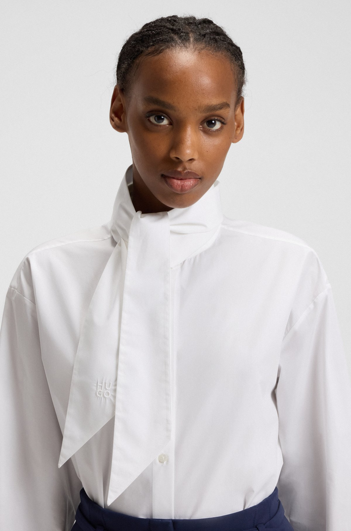 REGULAR-FIT BLOUSE WITH BOW-TIE COLLAR - 4