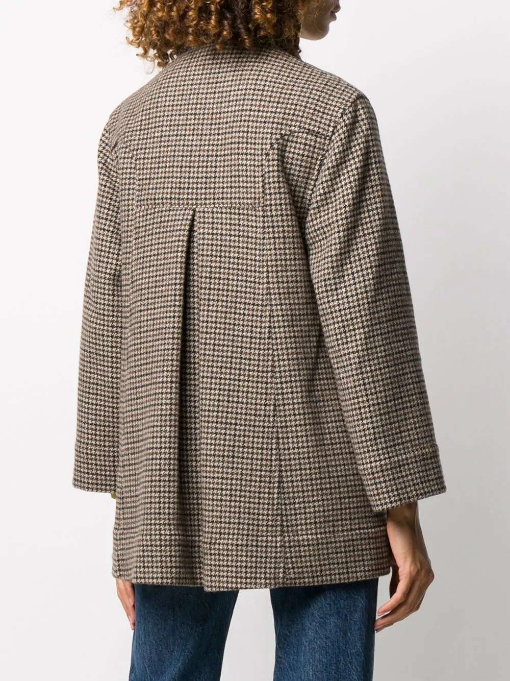 houndstooth single-breasted coat - 4