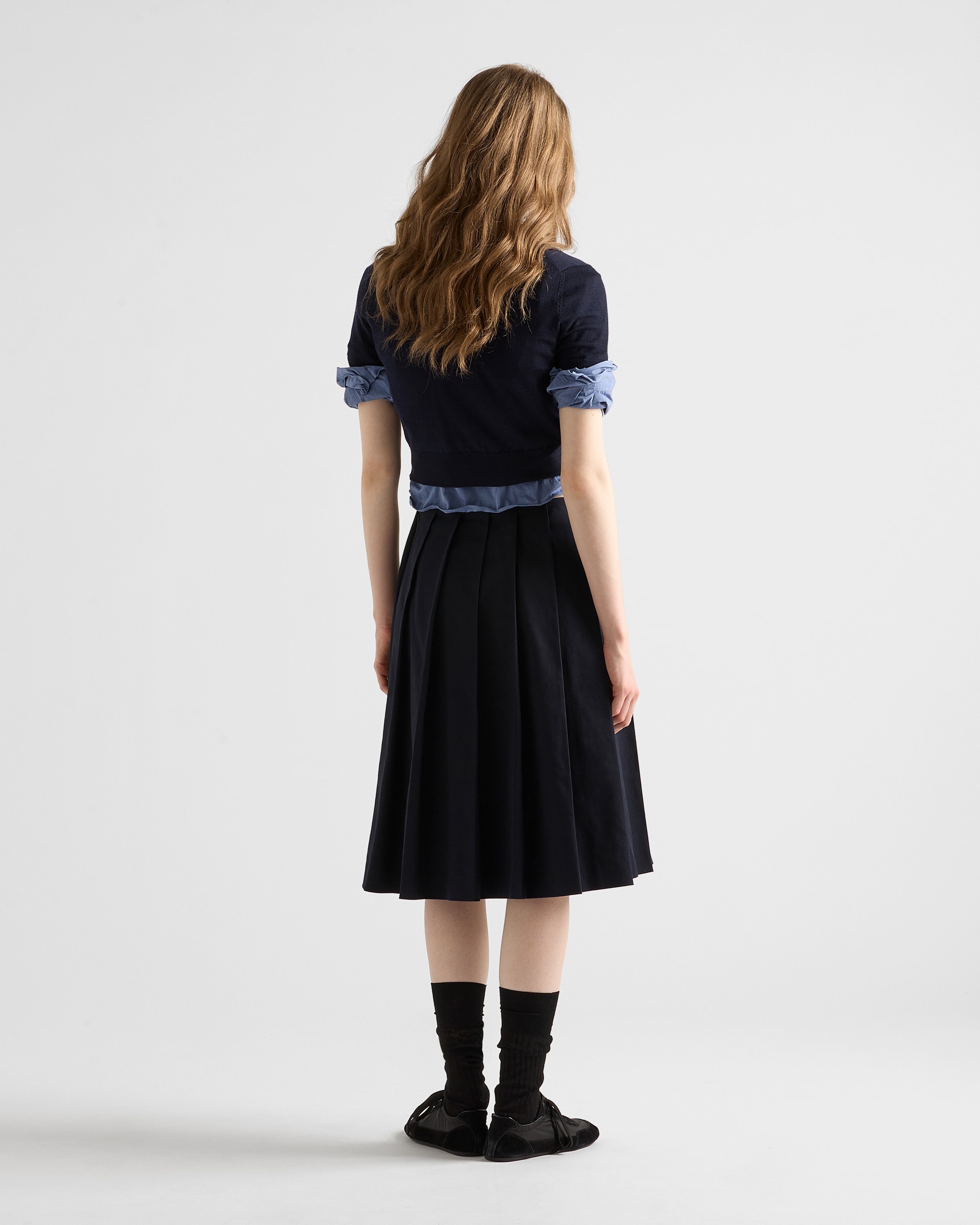 Pleated stretch drill skirt - 5