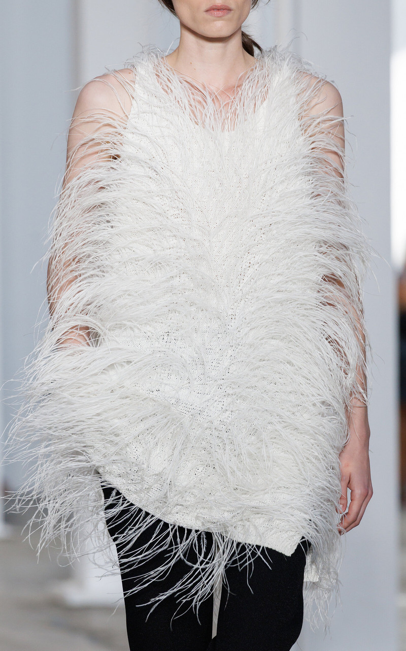 FFORME Salomi Knit Feather Cotton-Blend Mini Dress white outlook