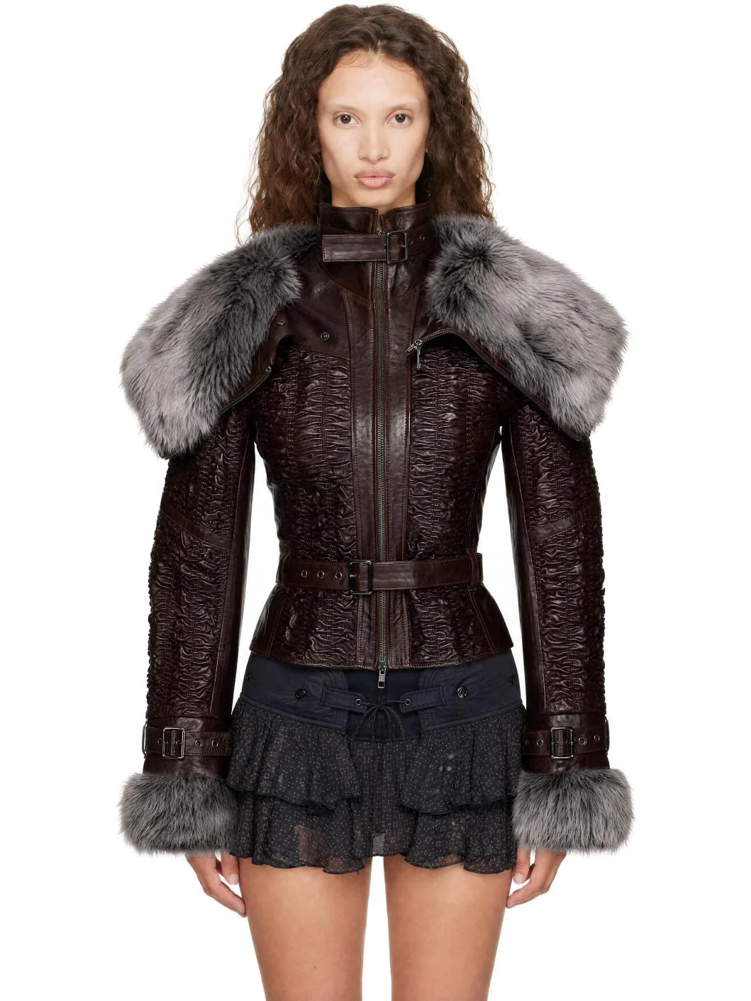 SSENSE Exclusive Brown Smk Leather Jacket - 1