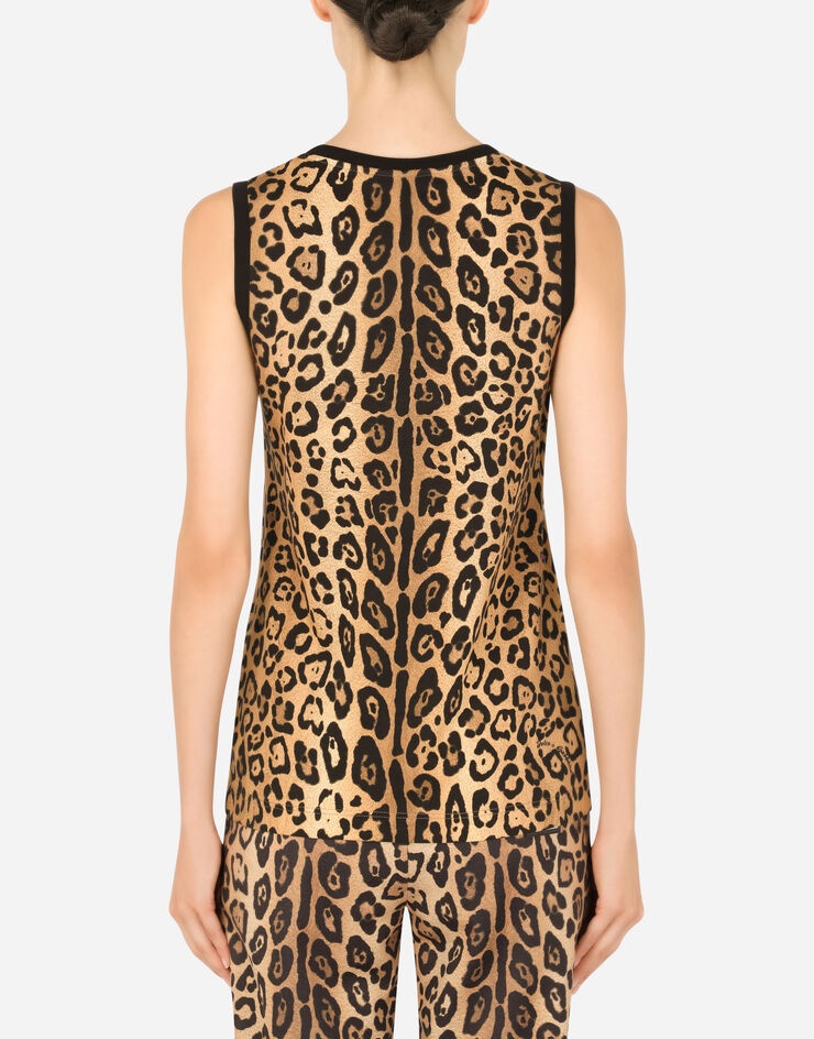 Leopard-print jersey tank top - 2