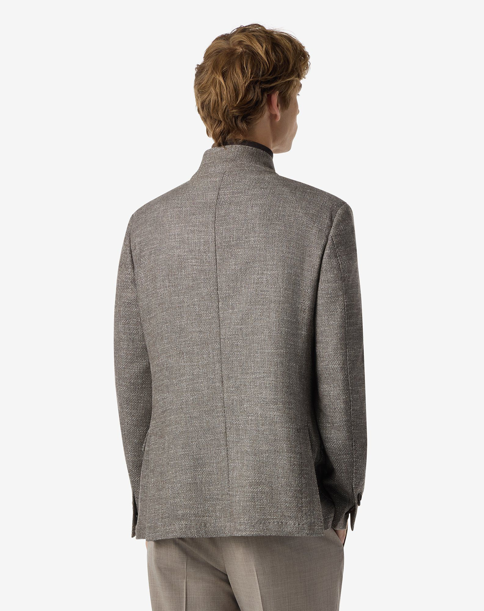 Beige wool, cashmere and stretch silk twill jacket - 3