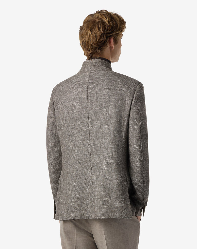 Beige wool, cashmere and stretch silk twill jacket 3