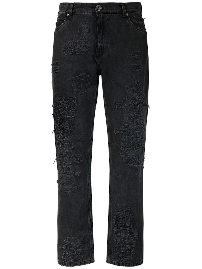 Distressed straight denim jeans - 1