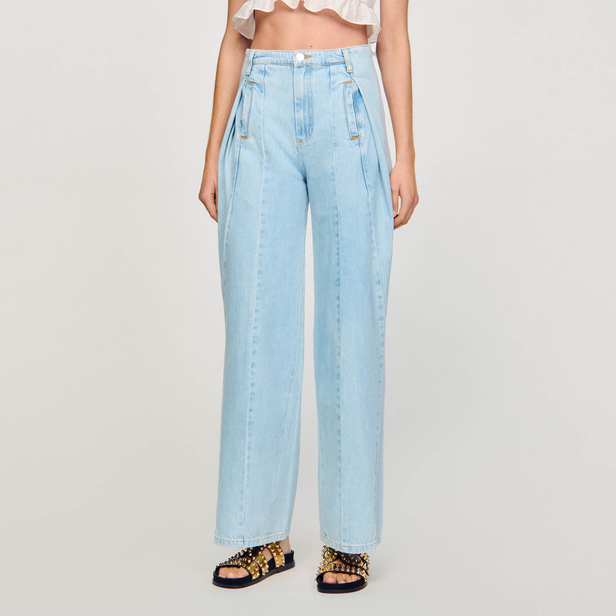 WIDE-LEG BOX PLEAT JEANS - 5
