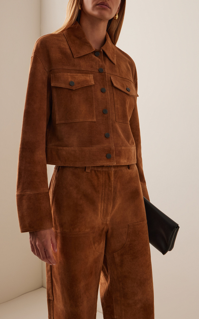 SIMKHAI Grafton Suede Cropped Jacket blue outlook