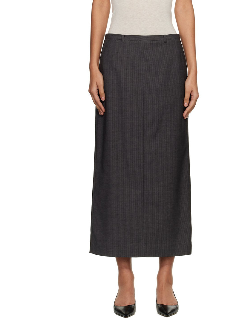 Gray H-Line Striped Maxi Skirt 1