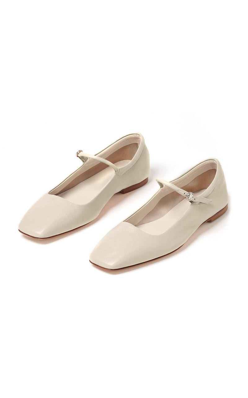 Aeyde Uma Nappa Leather Mary Jane Flats ivory outlook