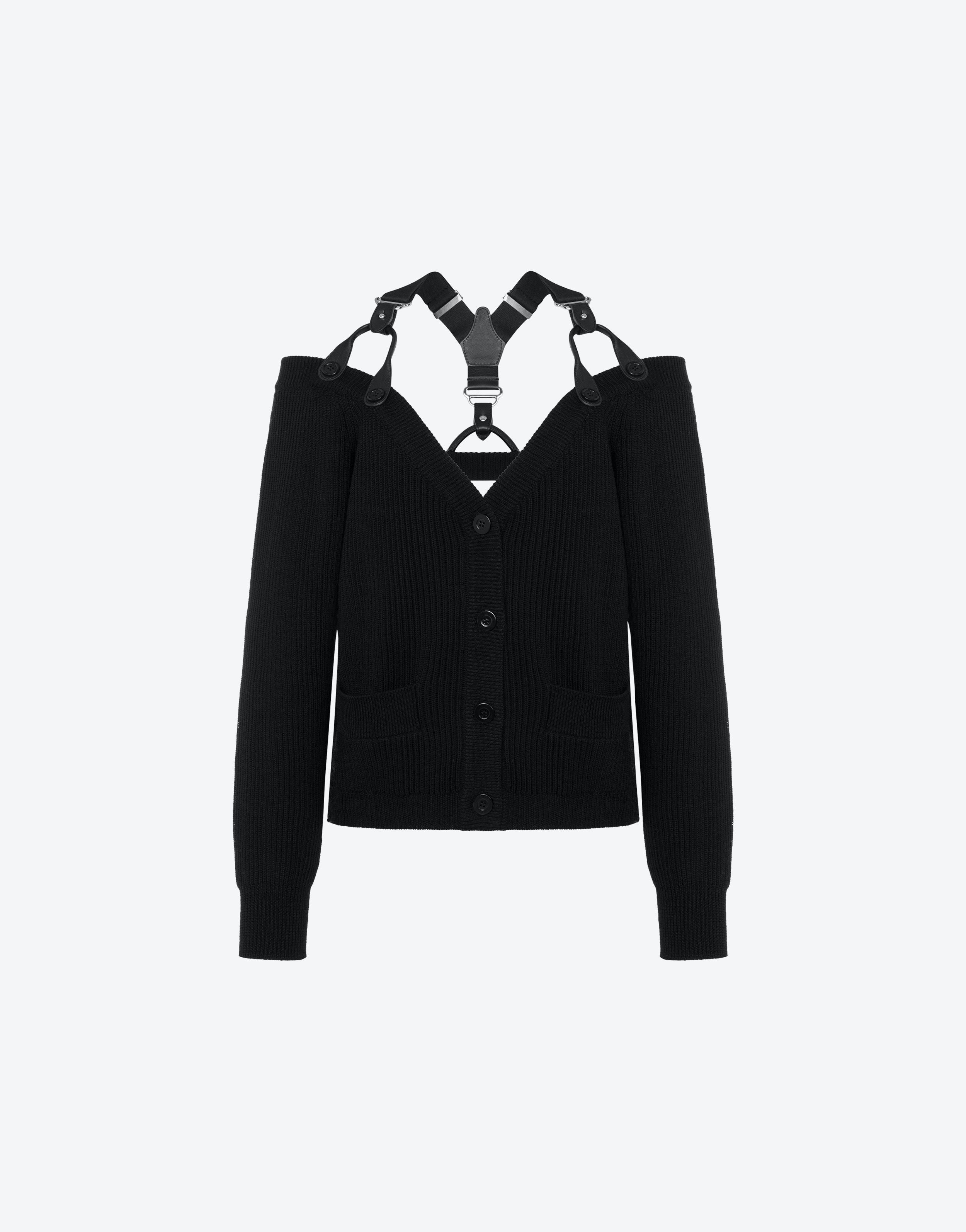 WOOL CARDIGAN WITH STRAPS - 1