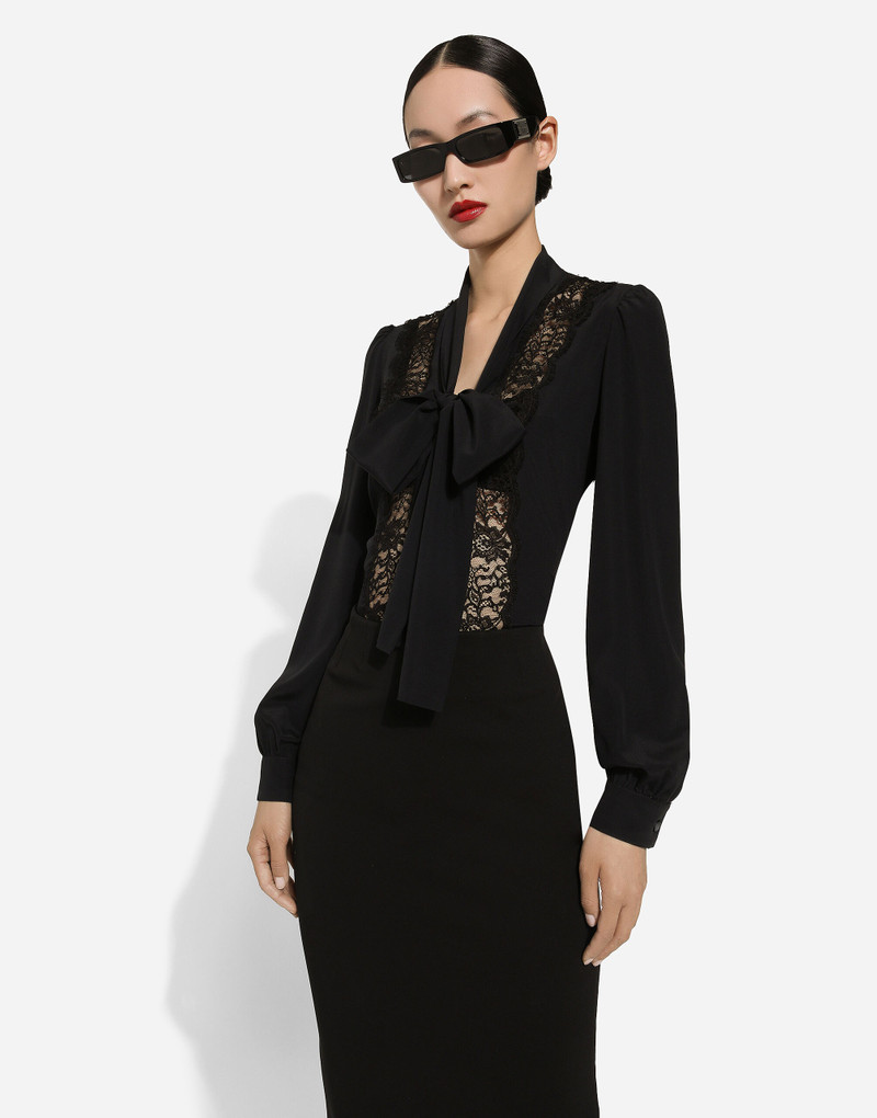 Silk shirt with lace inlay 4