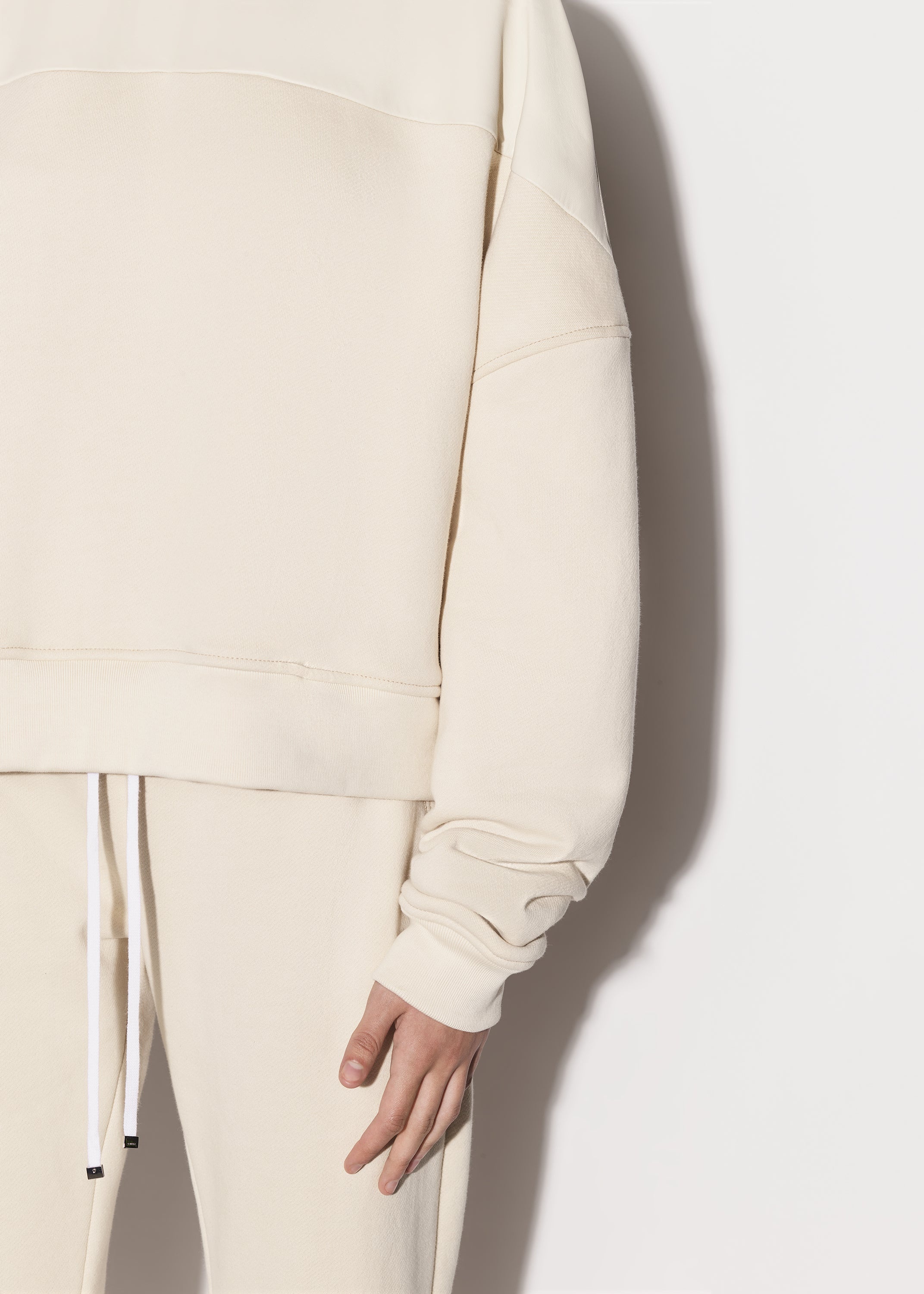 LEATHER HYBRID CREWNECK - 7