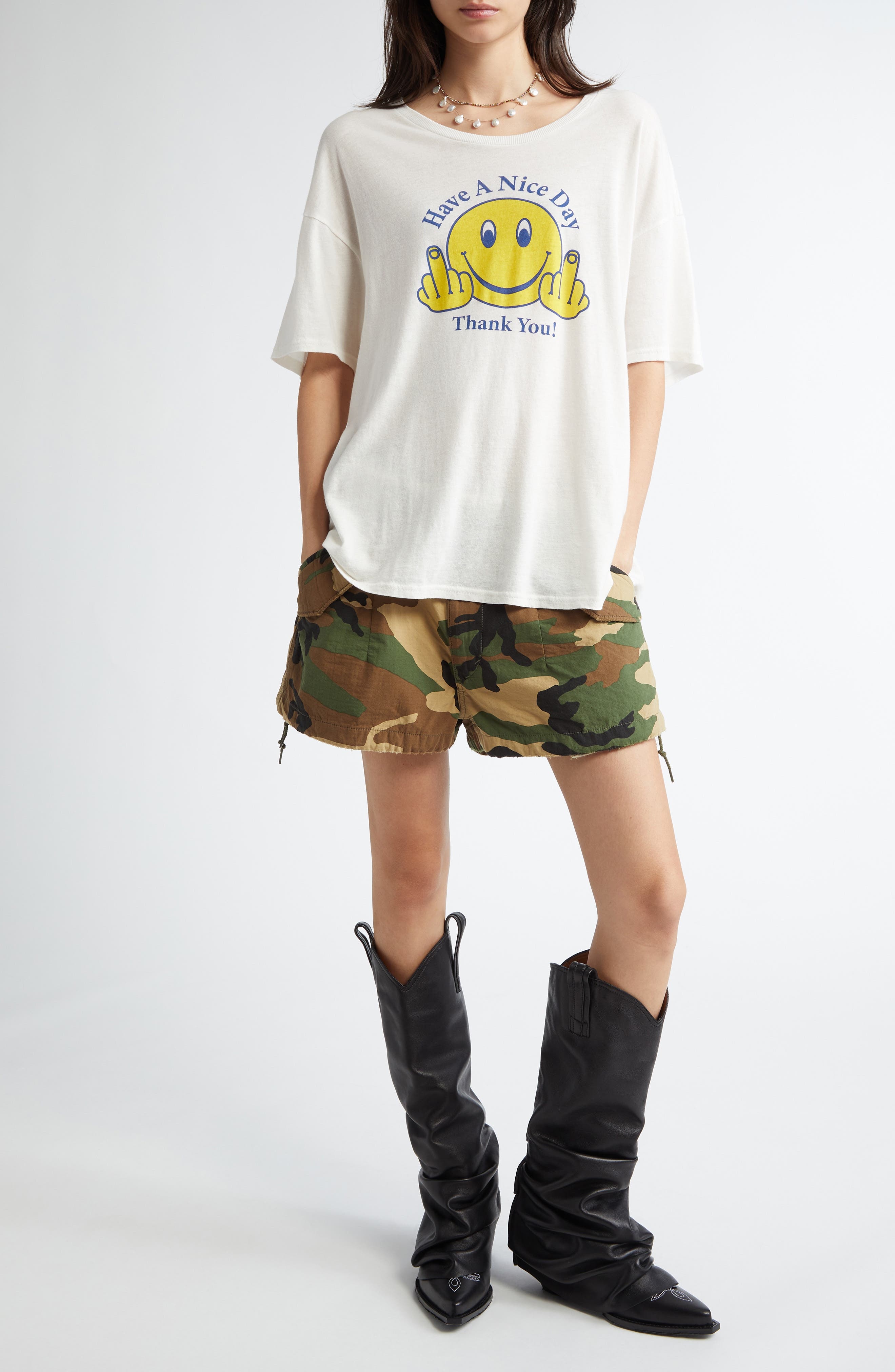 R13 Marianne Camouflage Cargo Shorts in Double Weave Camo at Nordstrom - 2