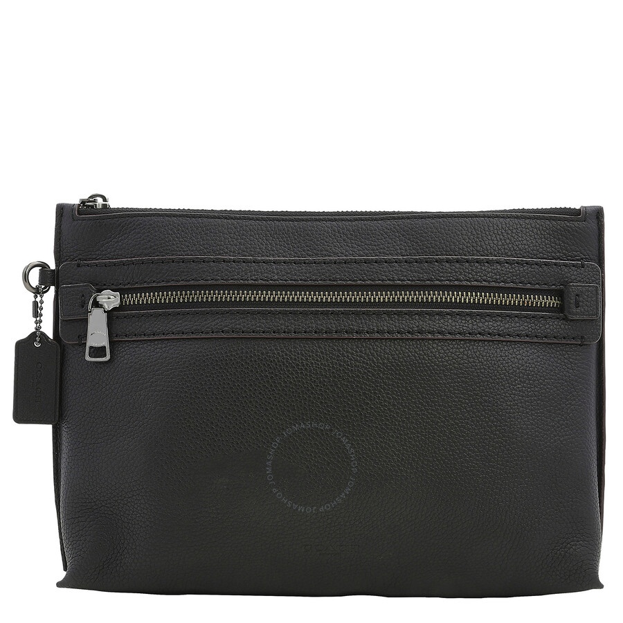 Coach Men's Black Pebbled Leather Academy Pouch - 1