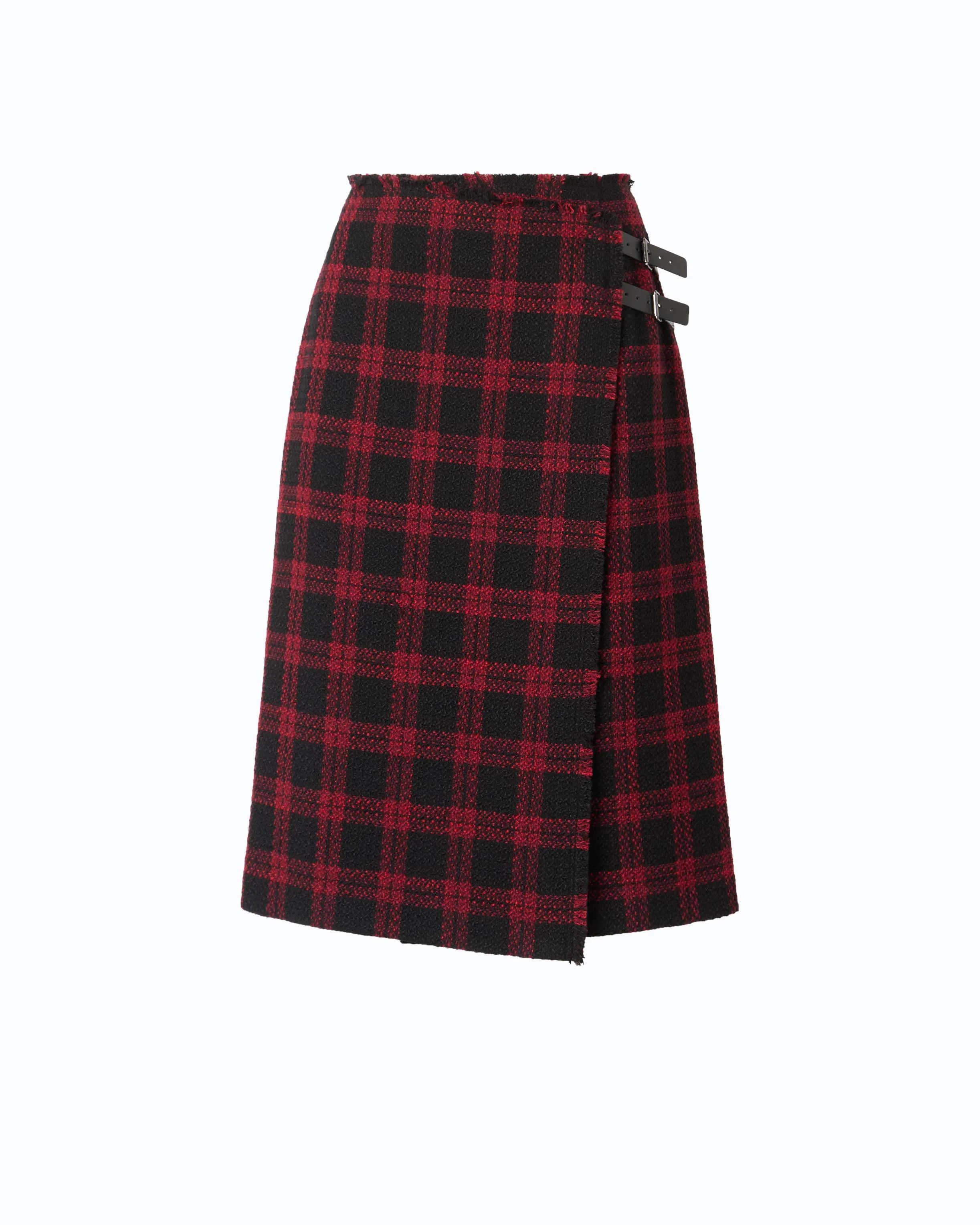 CALF-LENGTH WRAP SKIRT WITH CHECK PATTERN - 1