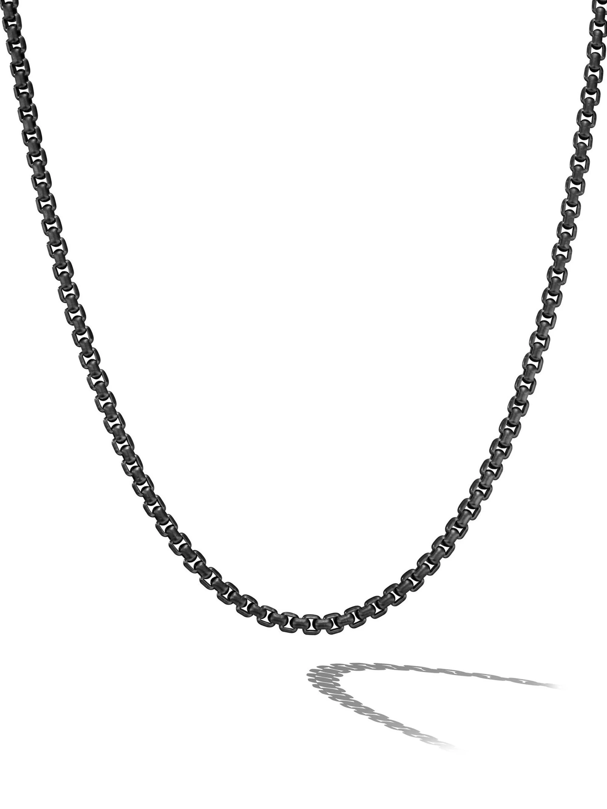 Men's Box Chain Necklace in Stainless Steel and Sterling Silver 5mm - Silver - 1