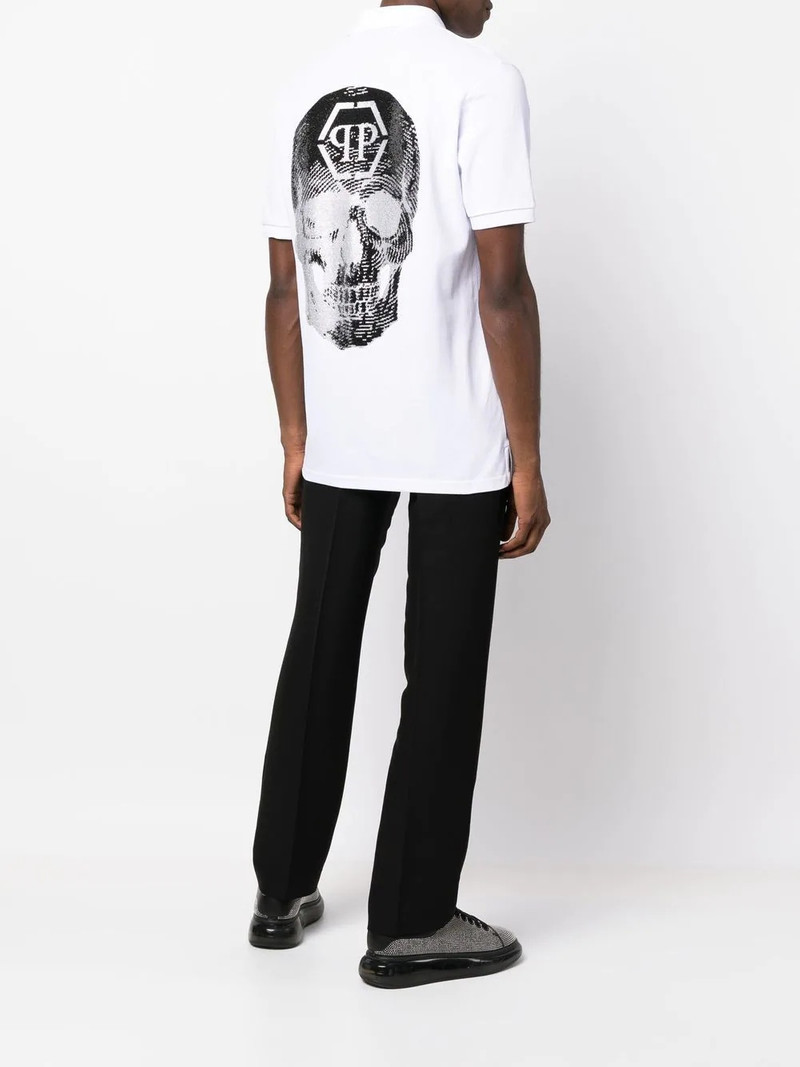 PHILIPP PLEIN Skull-print cotton polo shirt outlook