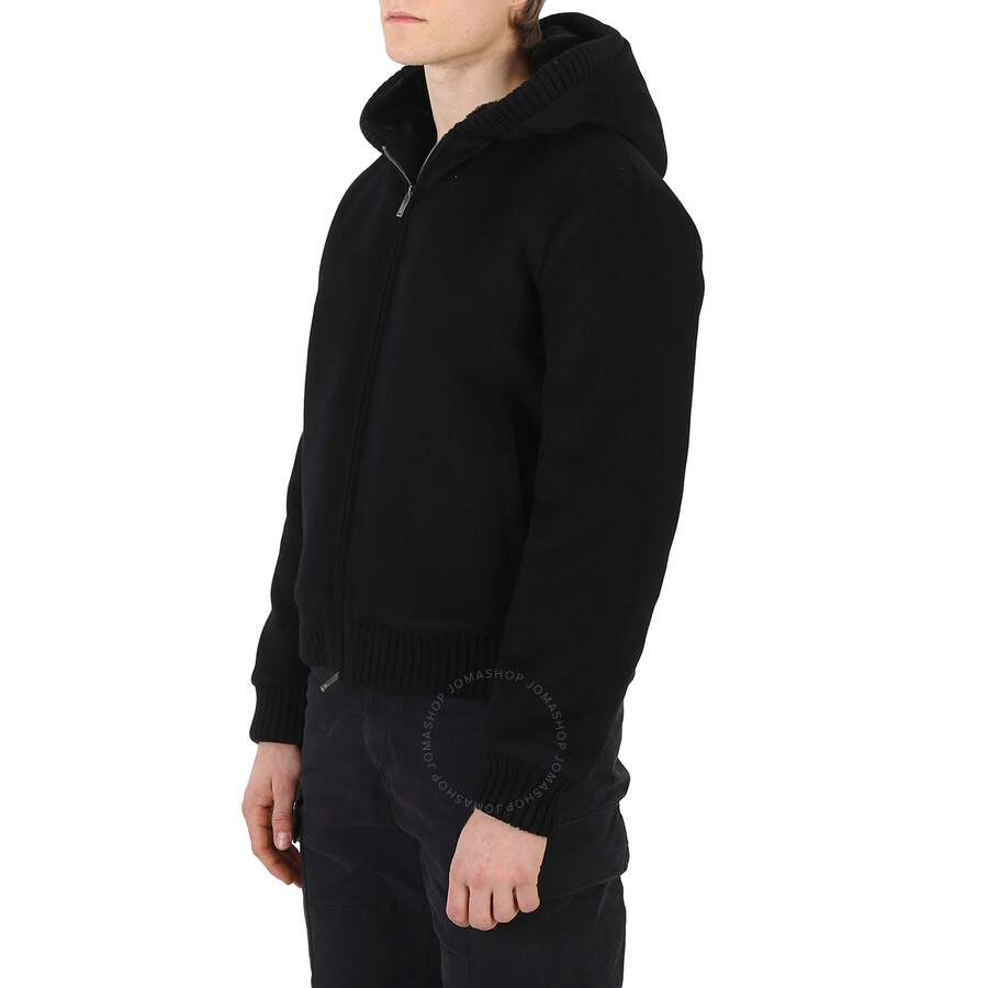 Emporio Armani Men's Blackvirgin Wool Hooded Bomber Jacket - 5