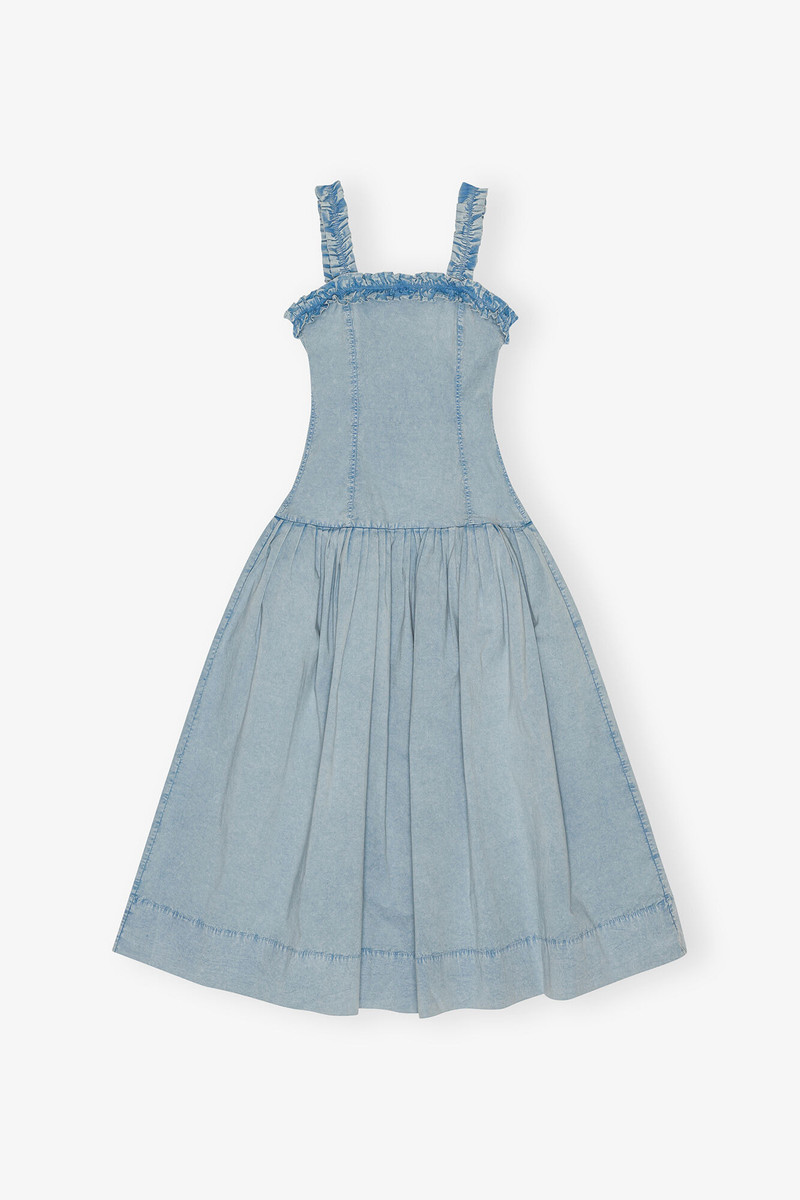 BLUE WASHED STRETCH COTTON CORSET DRESS 1