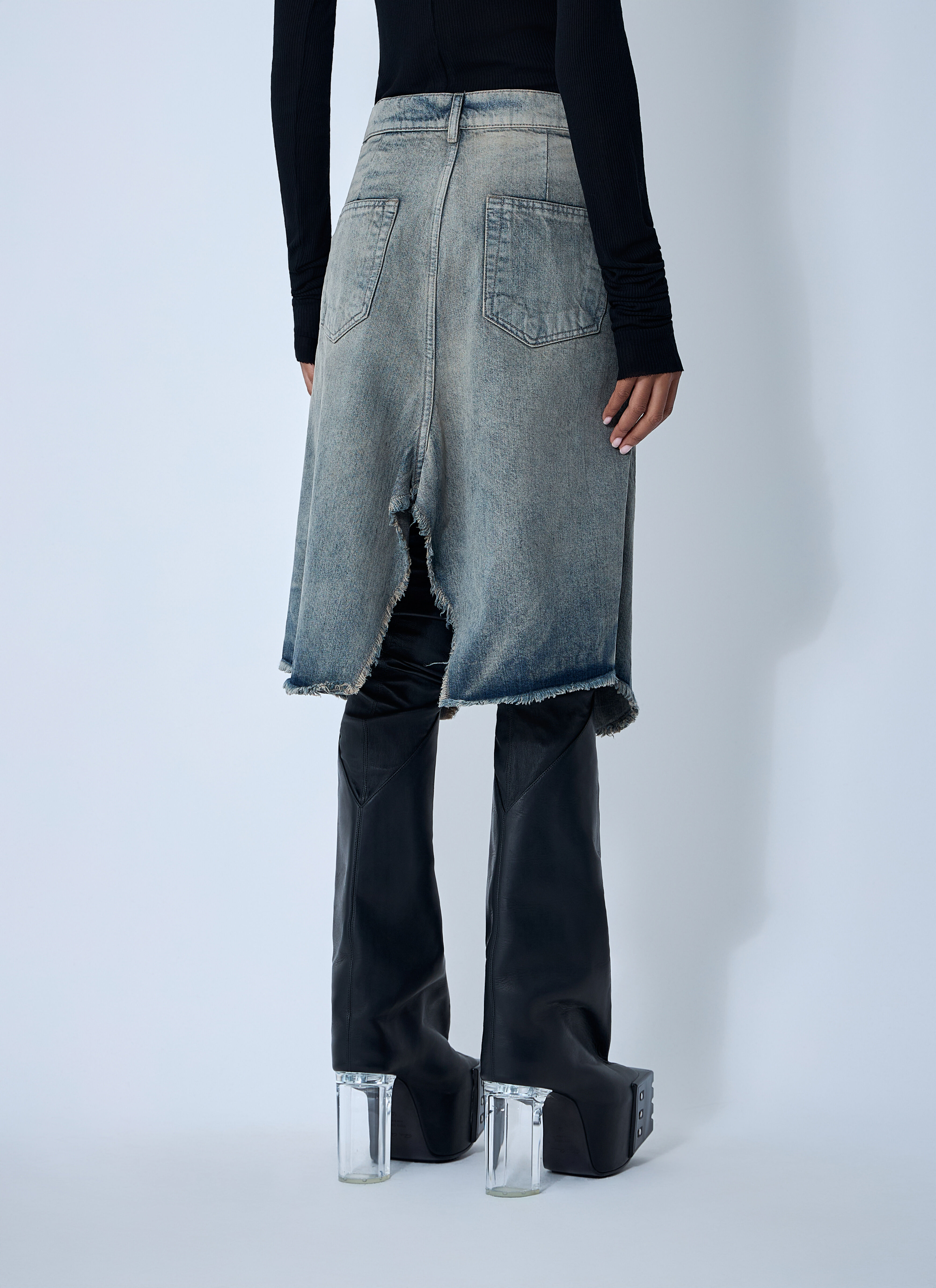 Slivered Denim Skirt - 4