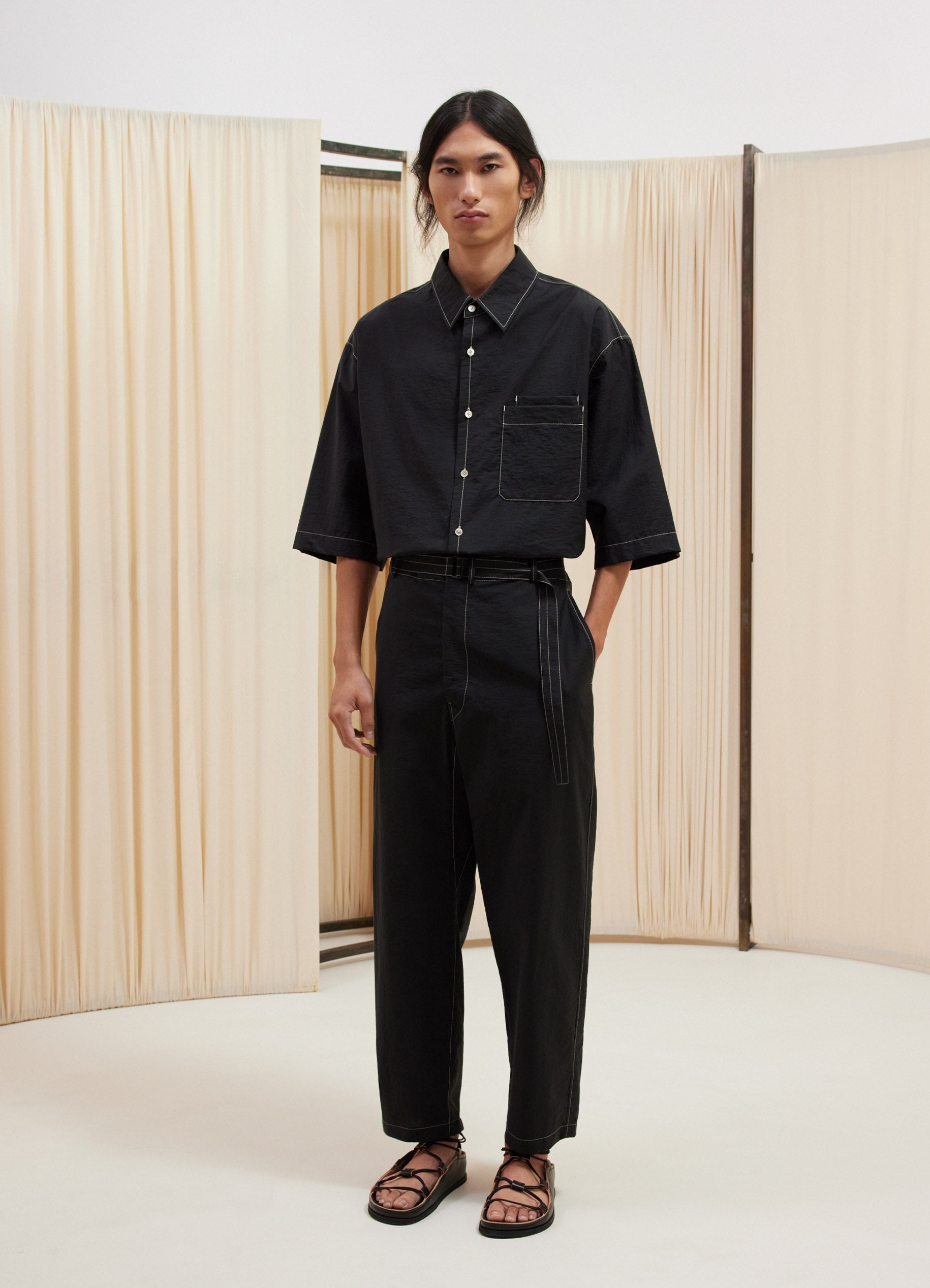 BELTED CARROT PANTS - 2