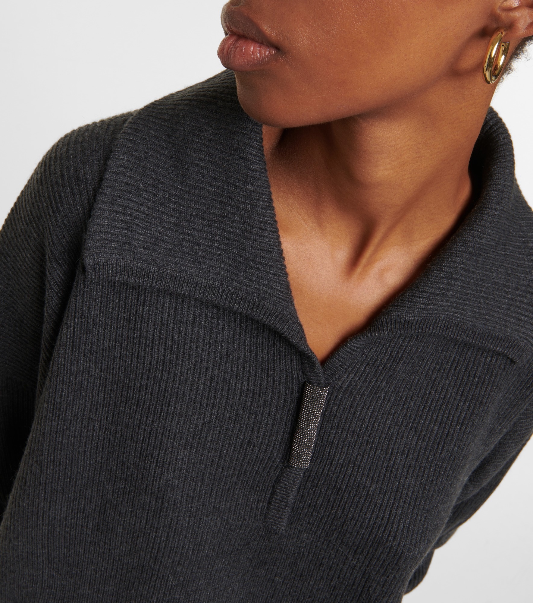 Ribbed-knit cashmere polo sweater - 4