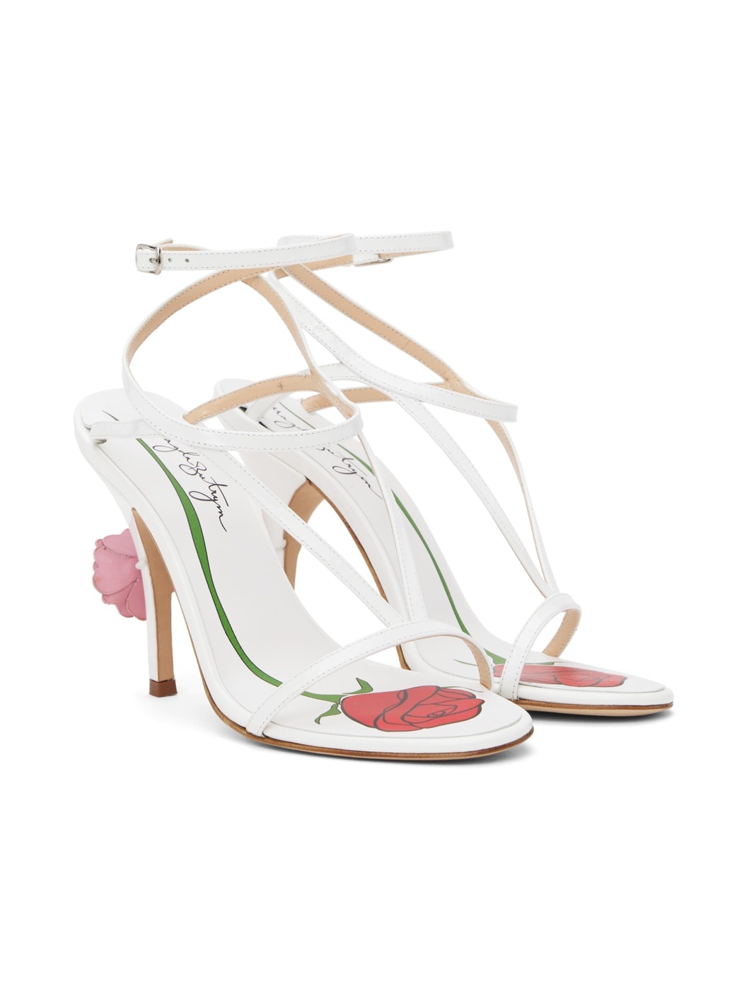 White Strappy Heeled Sandals - 4