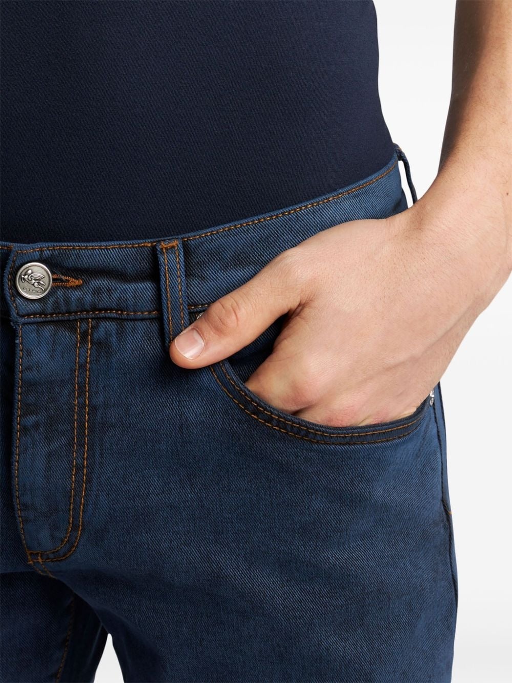 Pegaso-motif slim-fit jeans - 4
