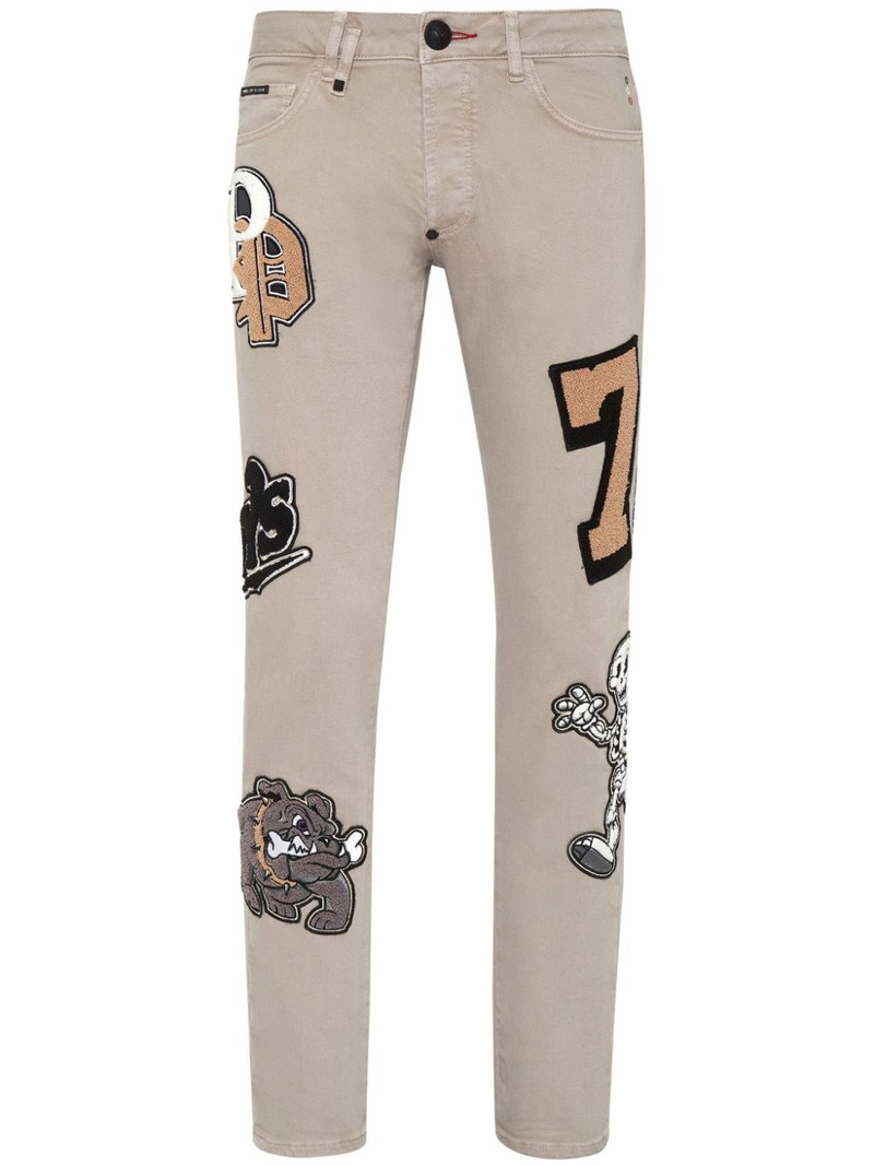 patch-detail straight-leg jeans 1