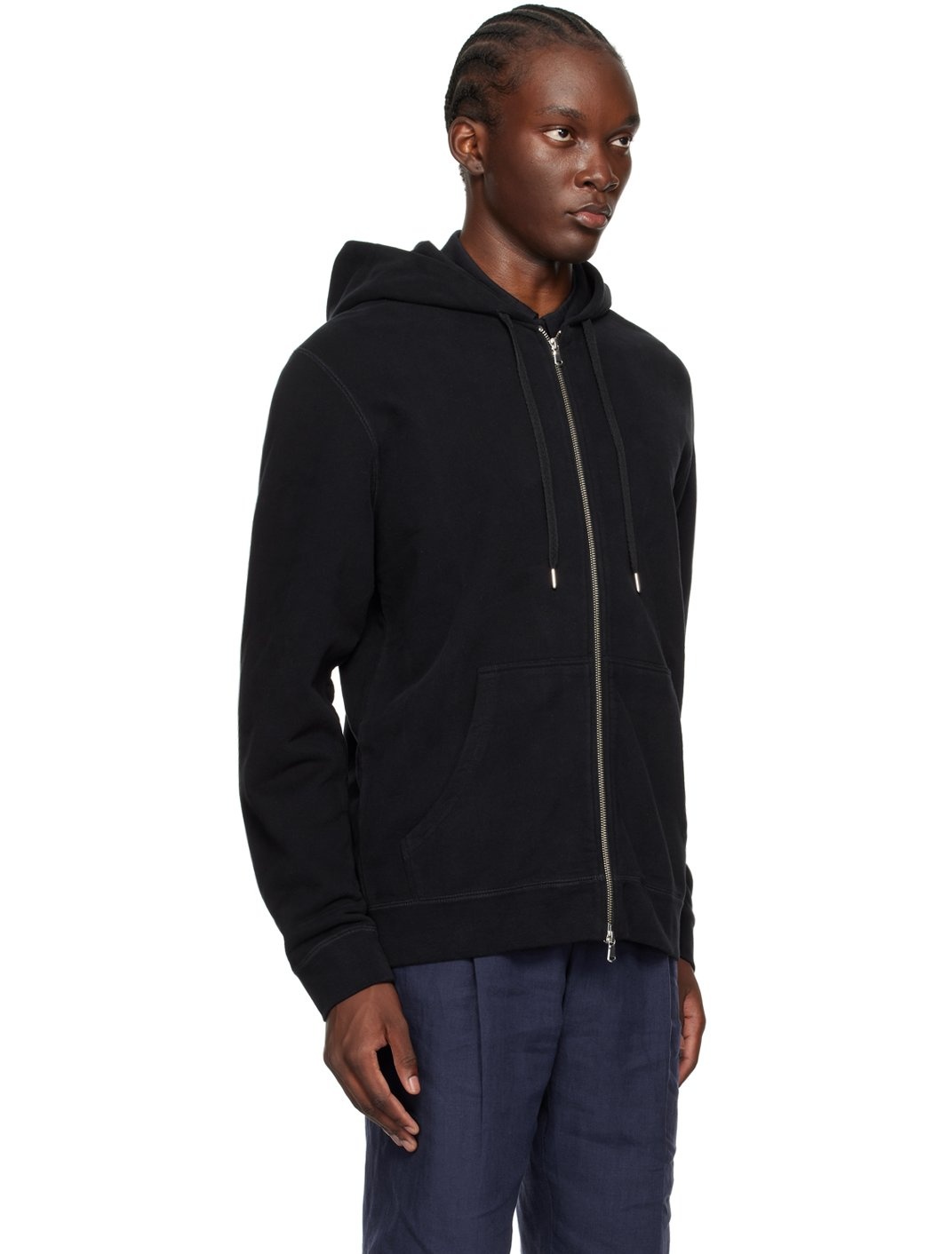 Black Loopback Zip Hoodie - 2