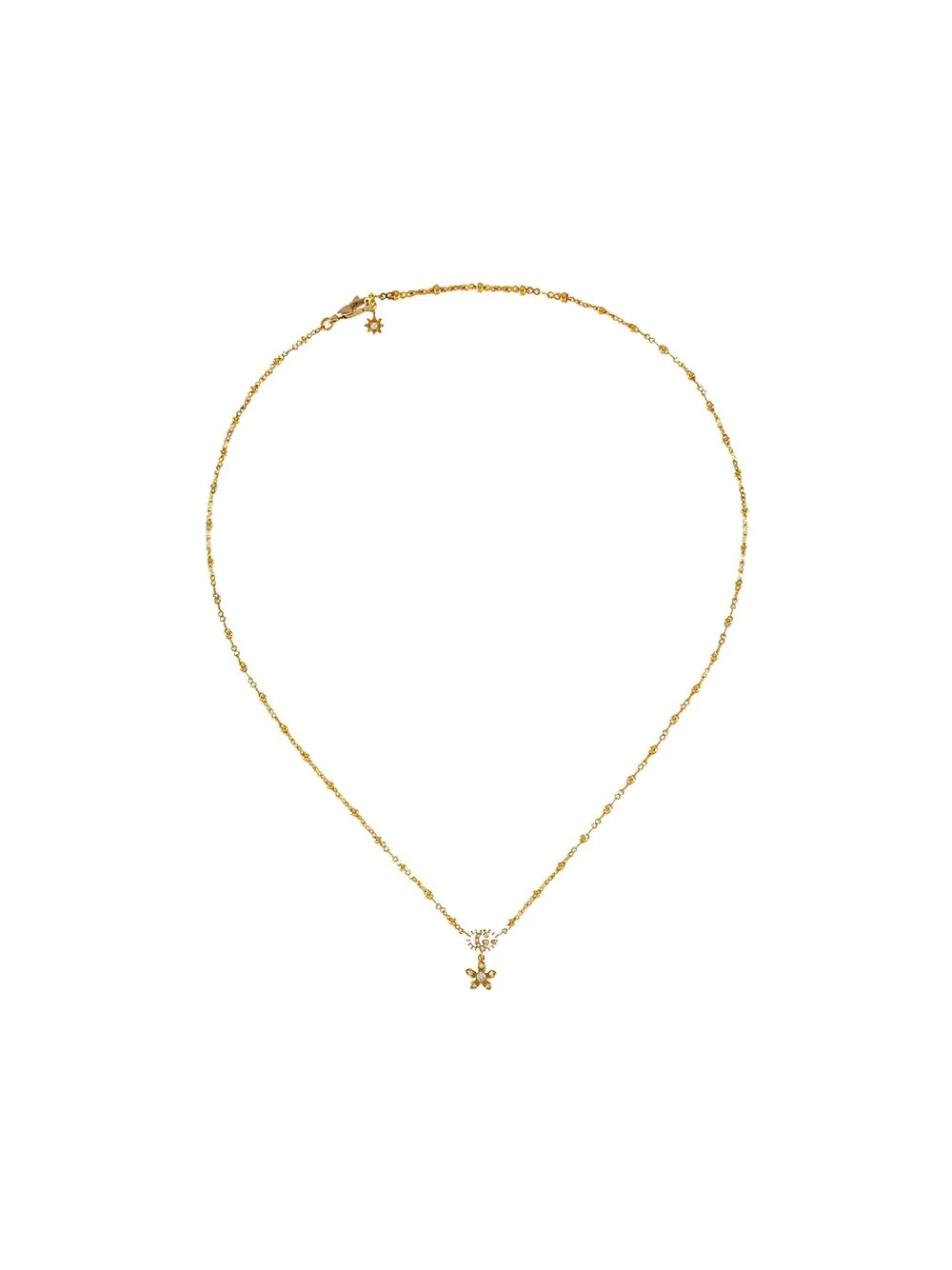 18kt yellow gold Flora diamond necklace - 1